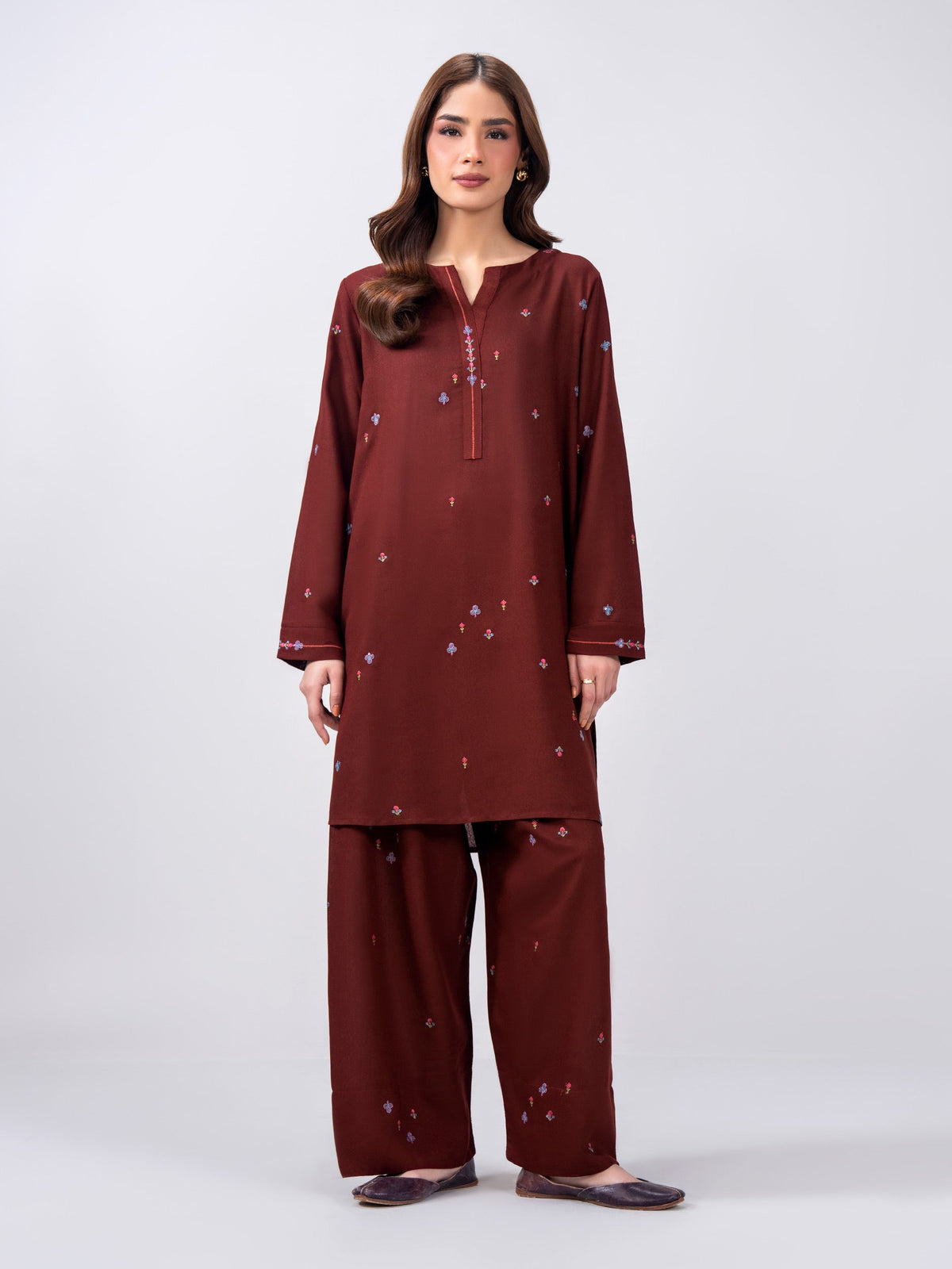 2 Piece Karandi Suit- Embroidered (Pret)
