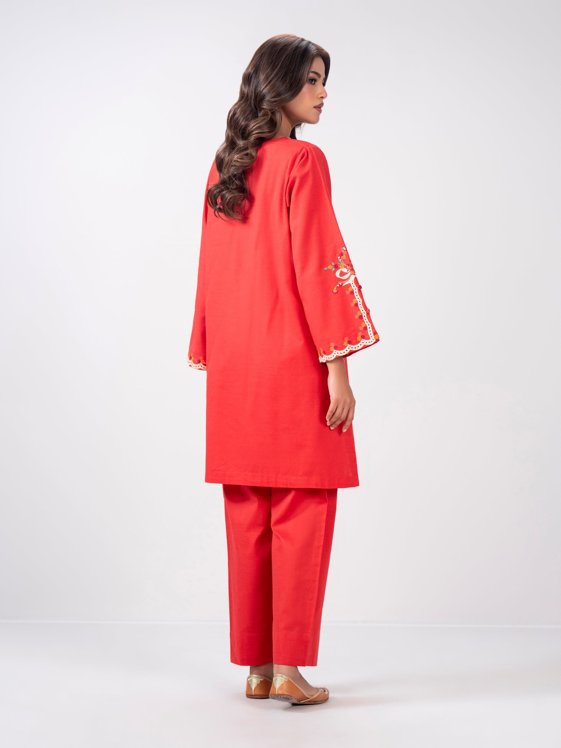 2 Piece Slub Khaddar Suit- Embroidered (Pret)
