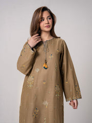 2 Piece Slub Khaddar Suit- Embroidered (Pret)