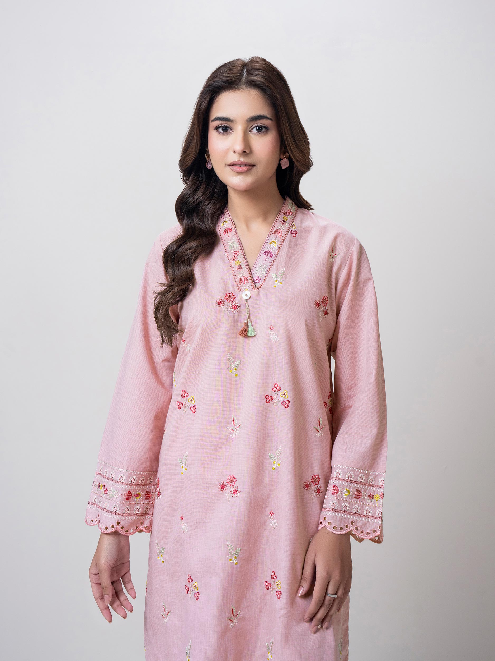 2 Piece Yarn Dyed Suit-Embroidered  (Pret)