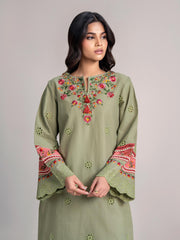 2 Piece Khaddar Suit- Embroidered Pret