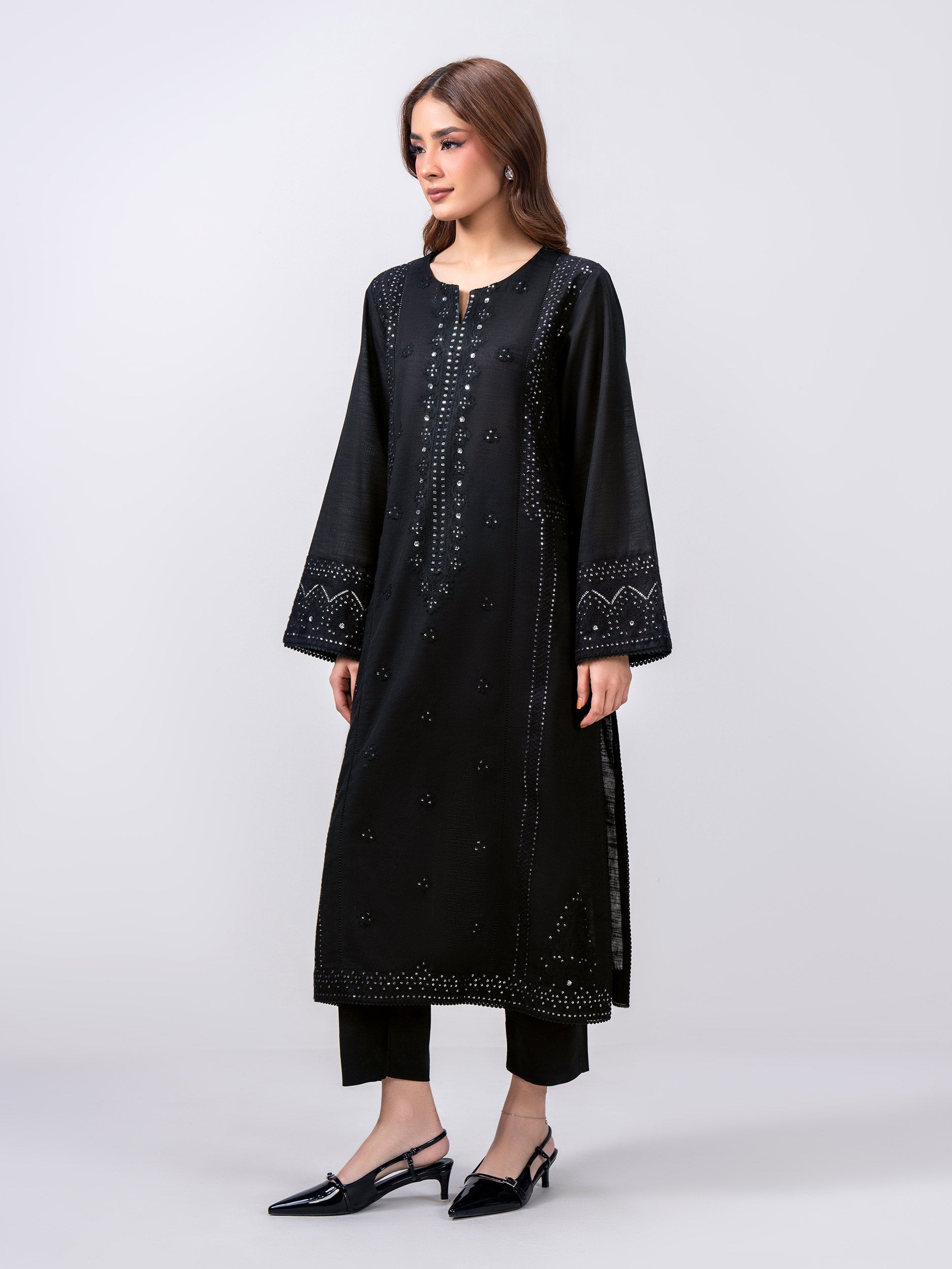 2 Piece Slub Khaddar Suit- Embroidered (Pret)
