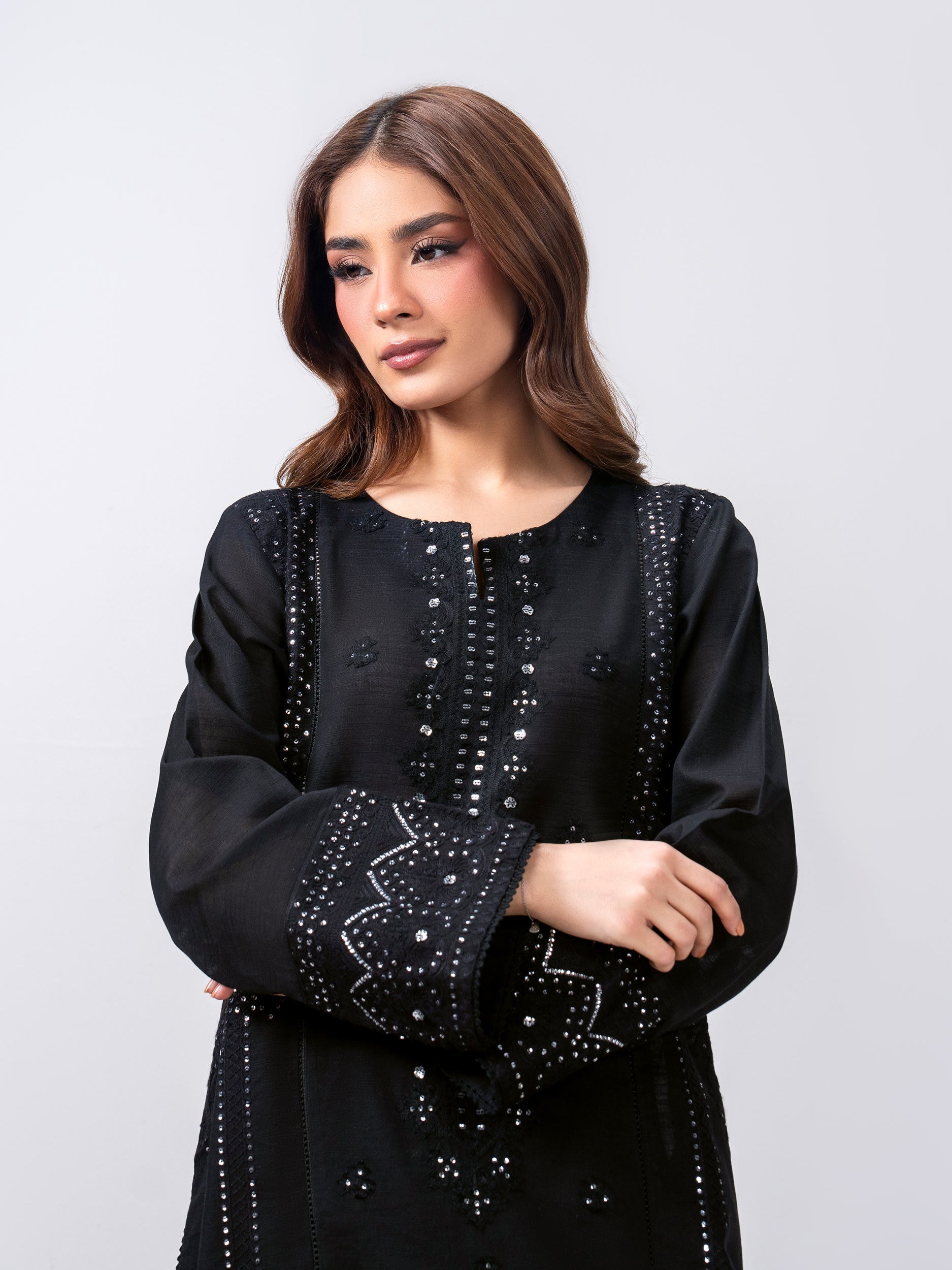 2 Piece Slub Khaddar Suit- Embroidered (Pret)