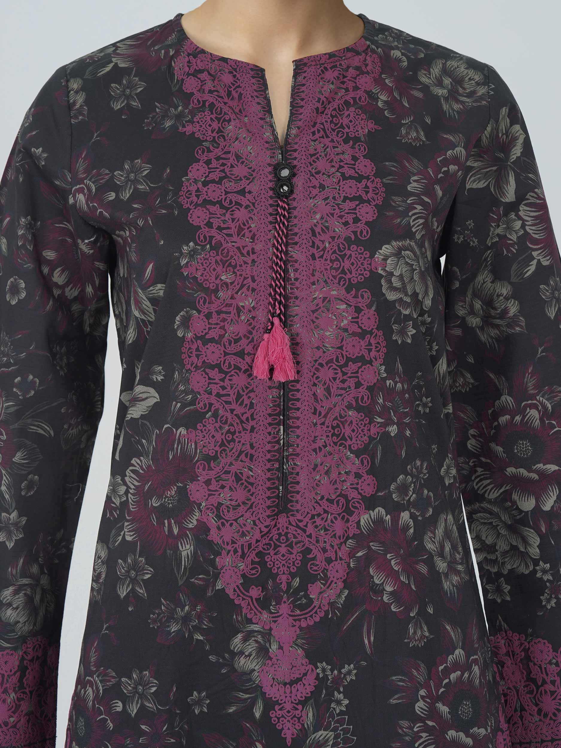3 Piece Lawn Slub Suit (Pret)
