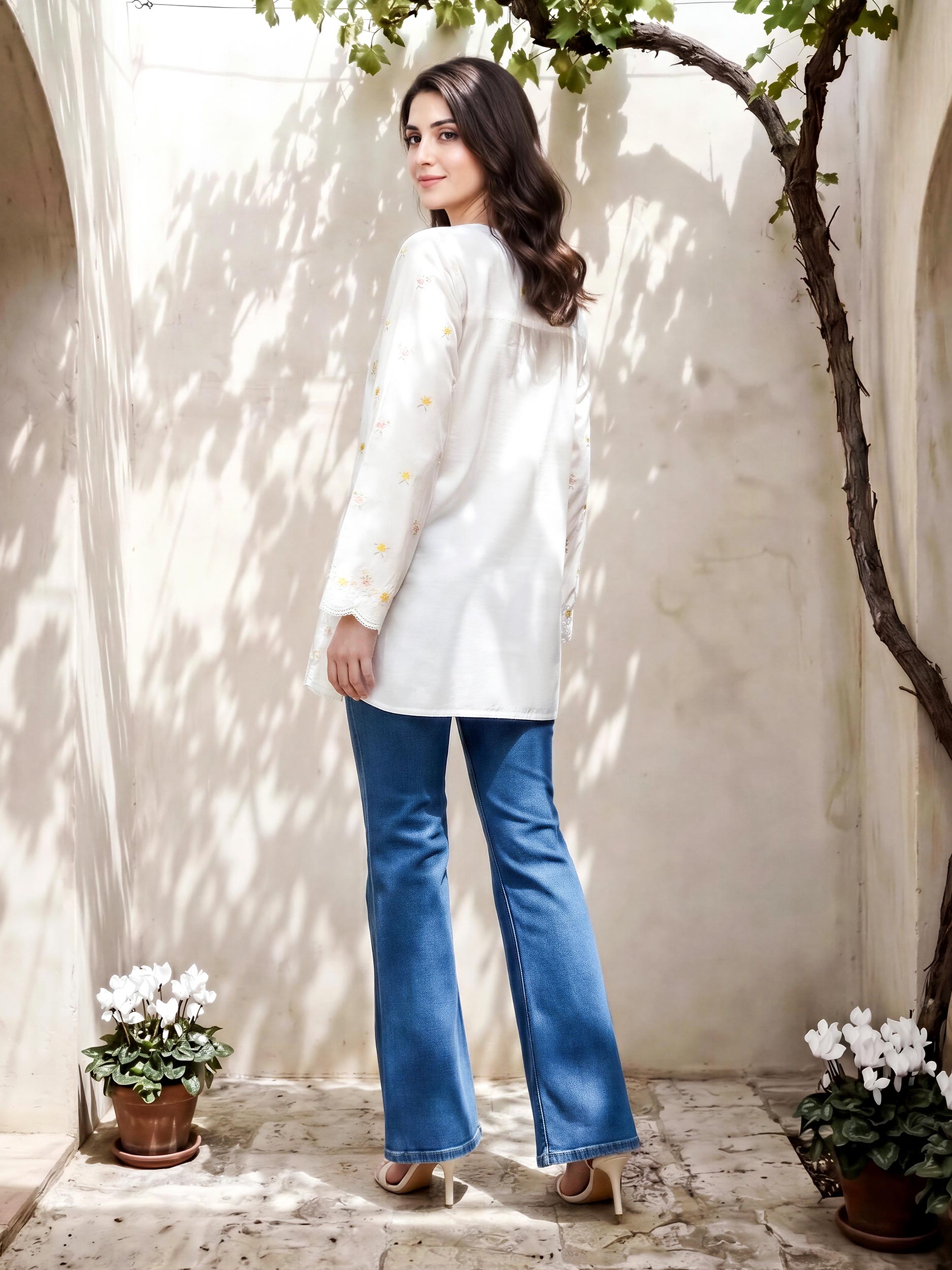 Crepe Kurti- Embroidered (Pret)