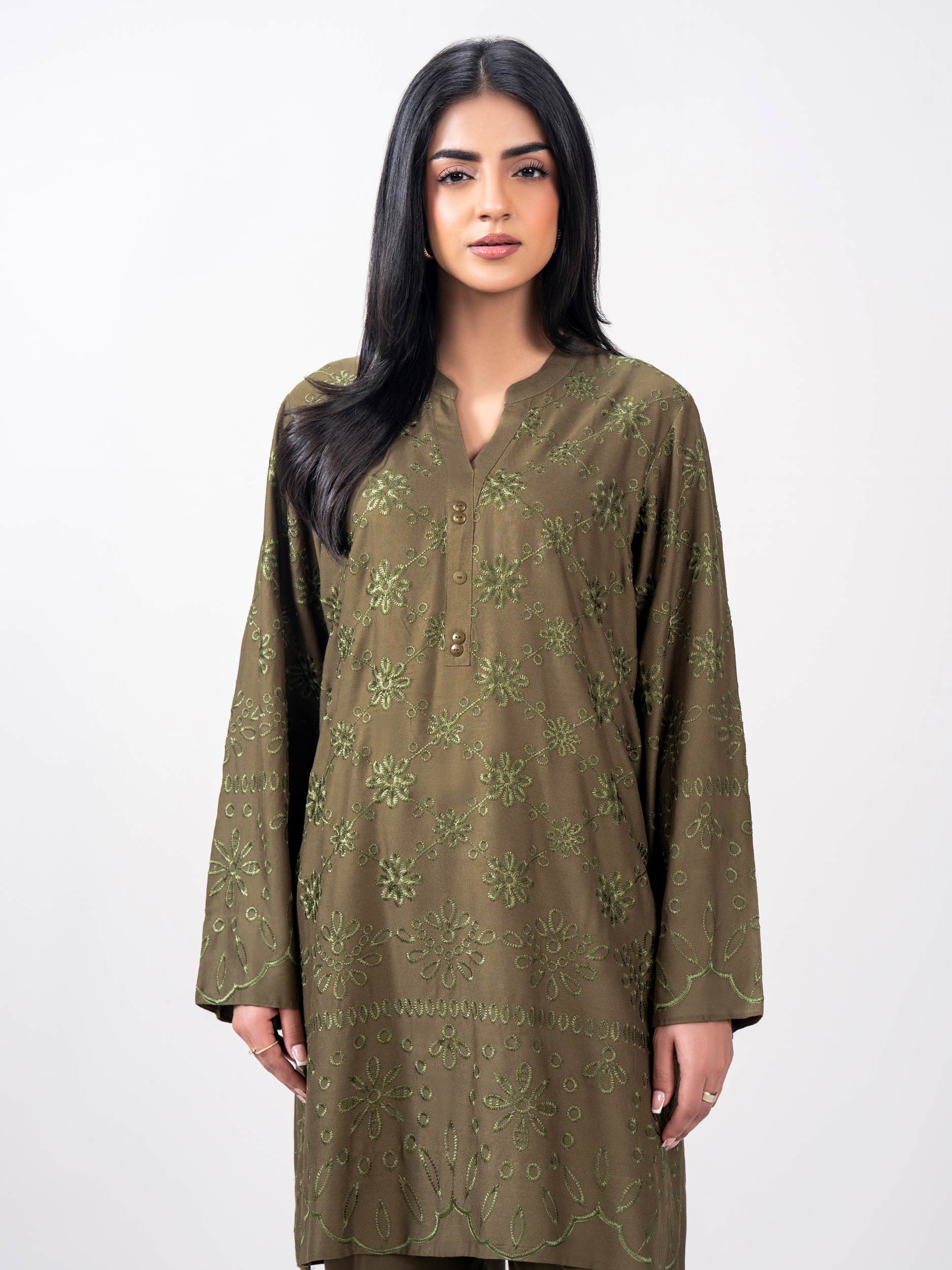 2 Piece Crepe Suit- Embroidered (Pret)