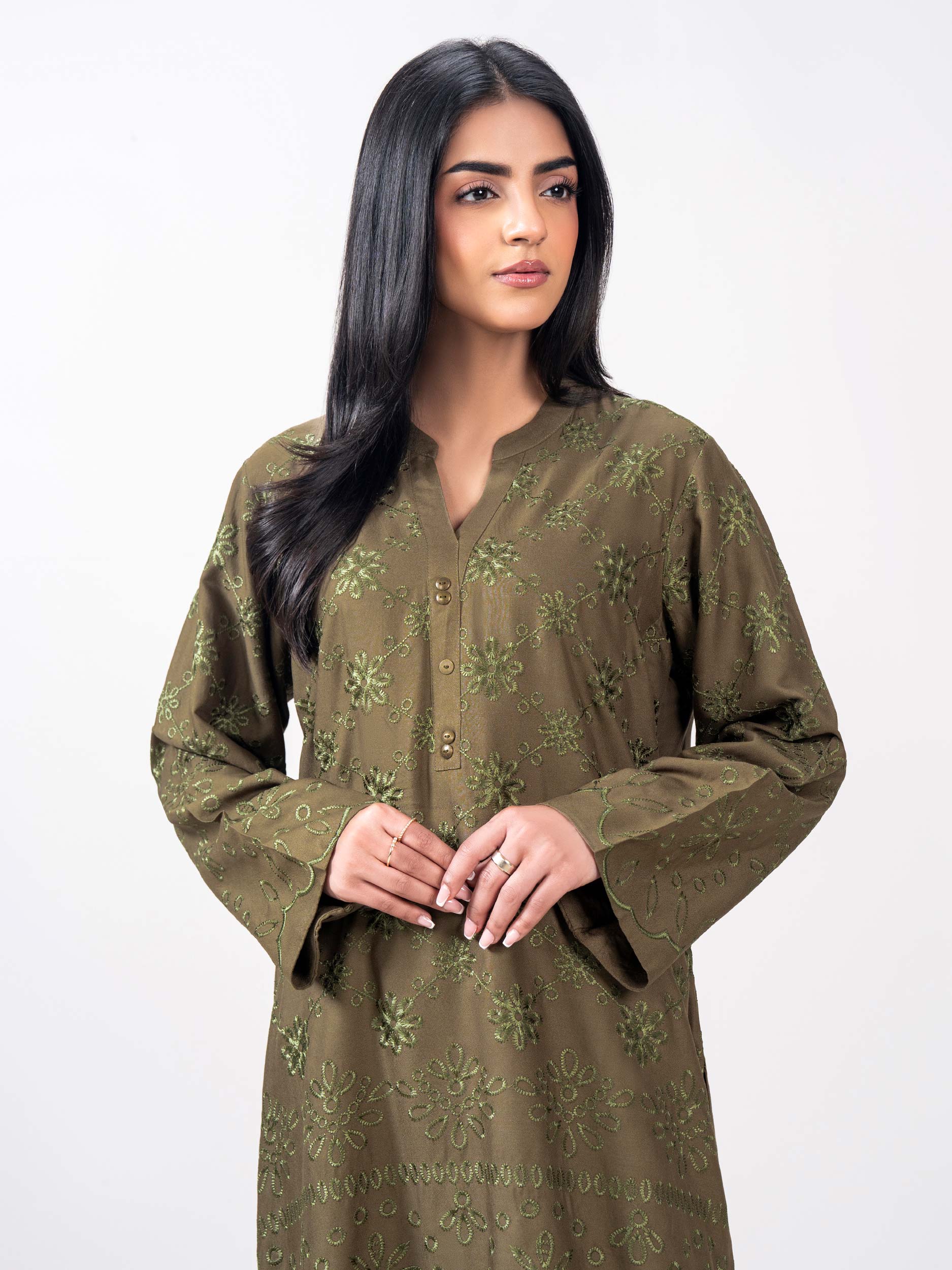 2 Piece Crepe Suit- Embroidered (Pret)