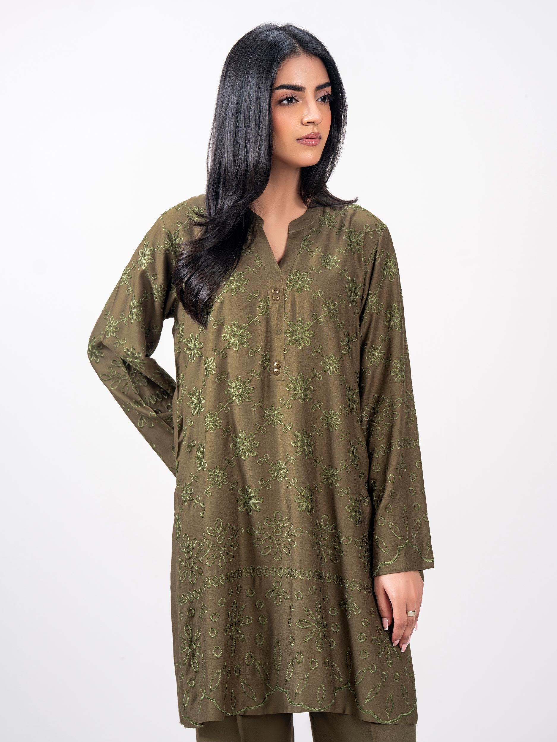 2 Piece Crepe Suit- Embroidered (Pret)