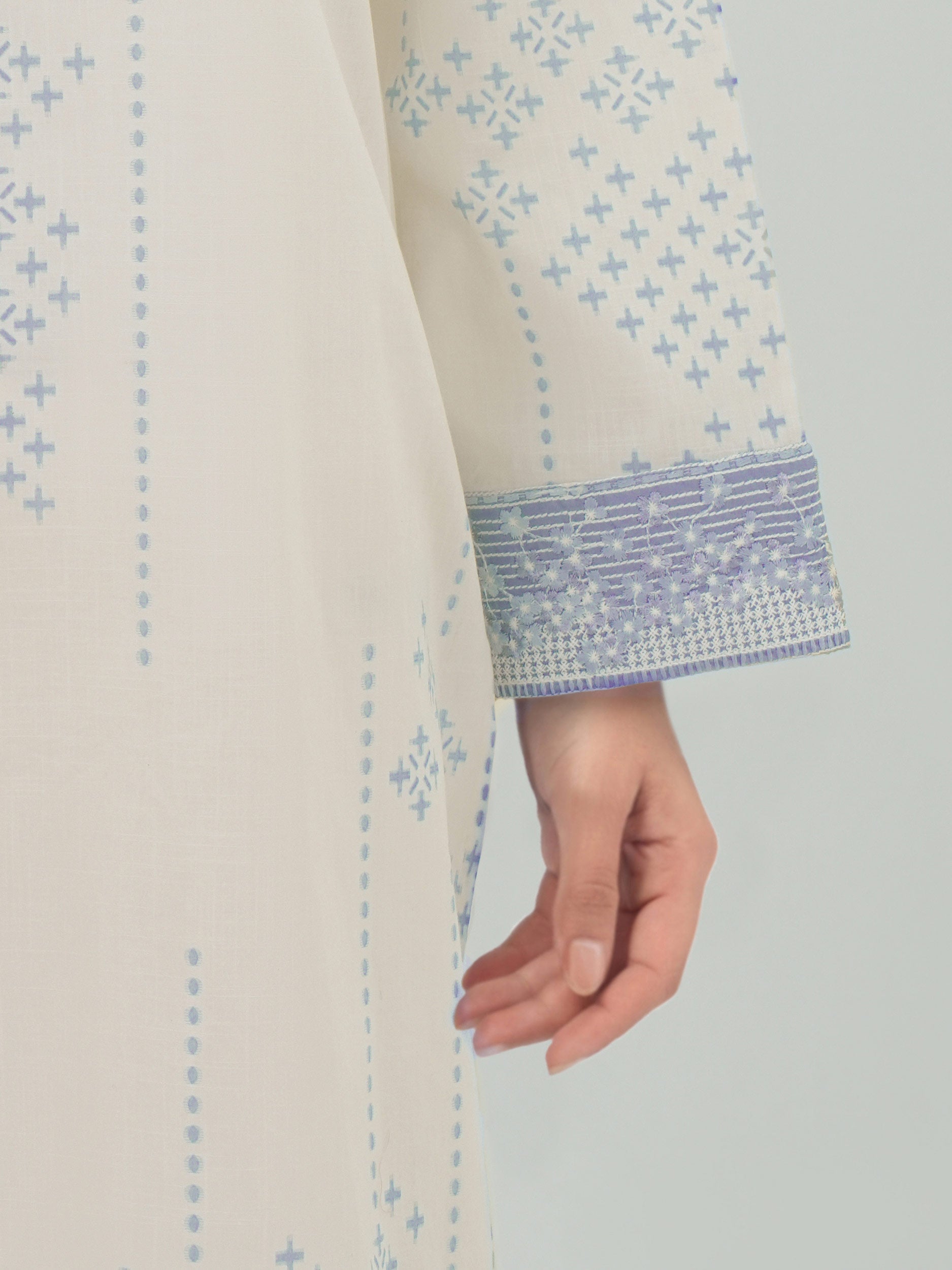 3 Piece Lawn Slub Suit- Embroidered (Pret)