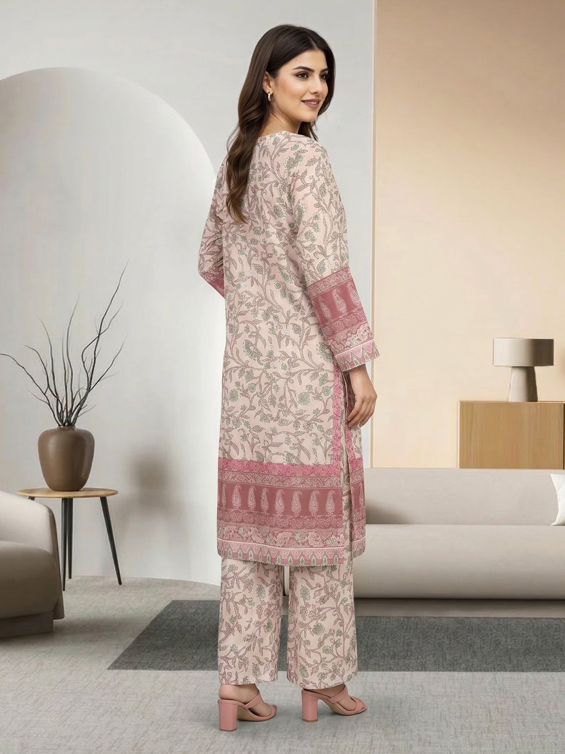2 Piece Silk Suit- Embroidered (Pret)