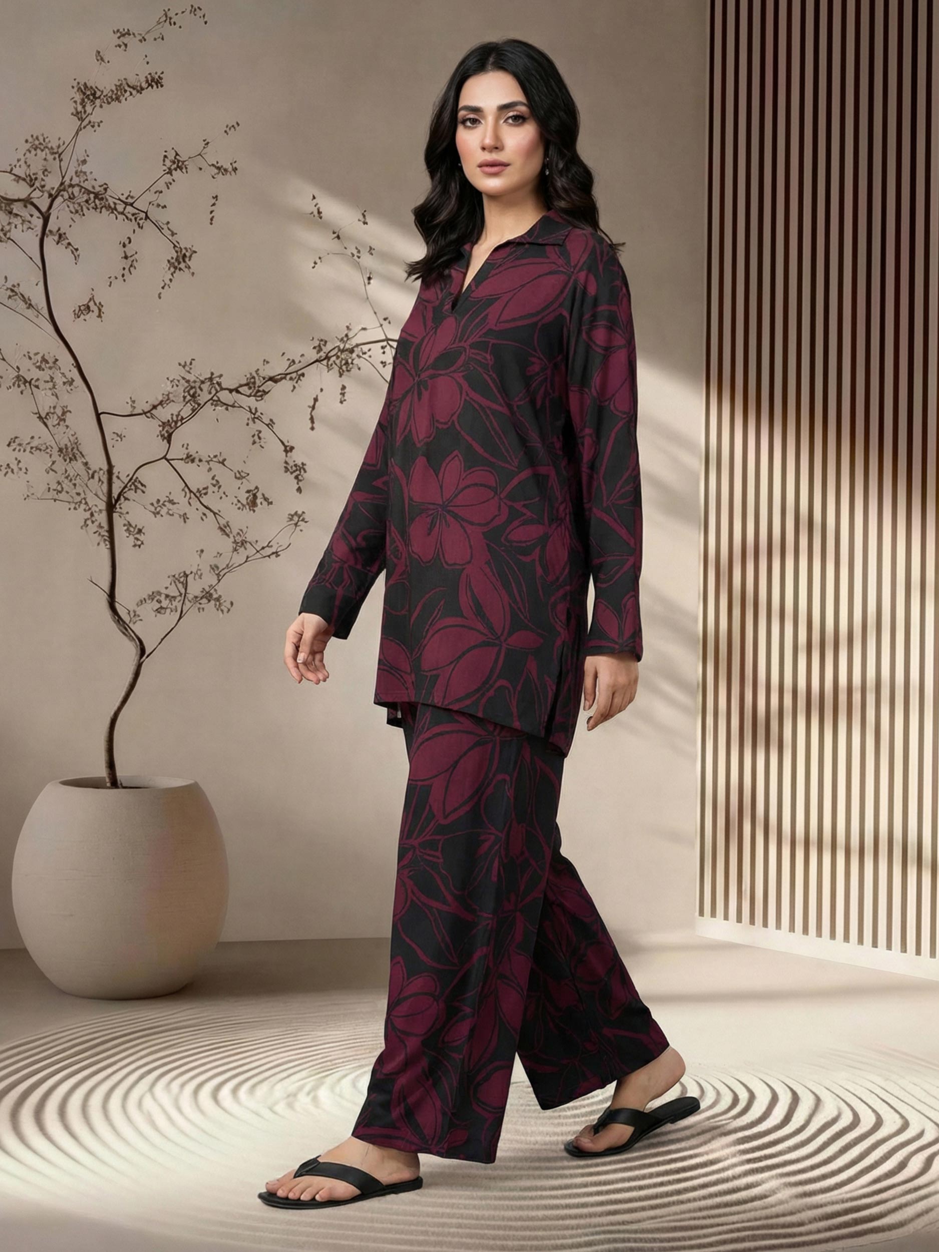 2 Piece Viscose Slub Suit (Pret)