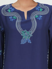 2 Piece Satin Suit- Embroidered (Pret)