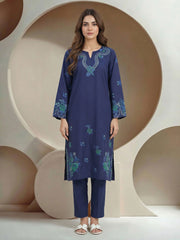 2 Piece Satin Suit- Embroidered (Pret)
