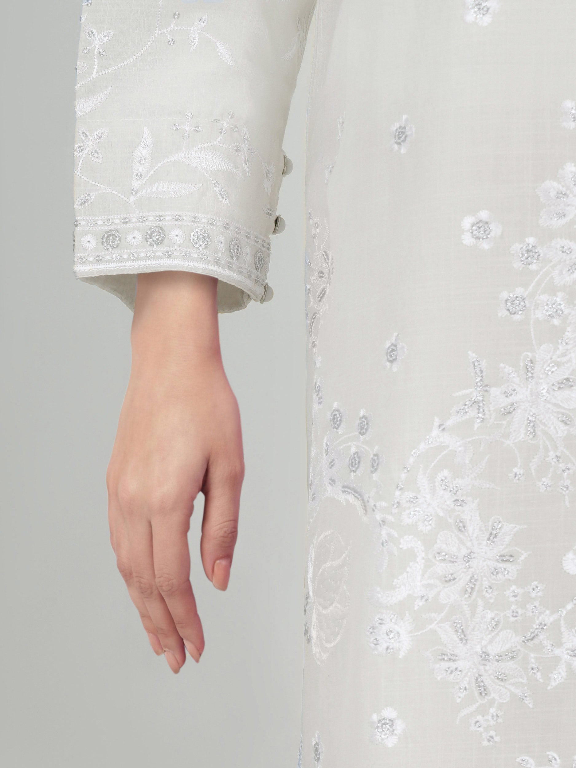 3 Piece Lawn Slub Suit- Embroidered (Pret)