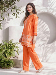 2 Piece Lawn Slub Suit- Embroidered (Pret)
