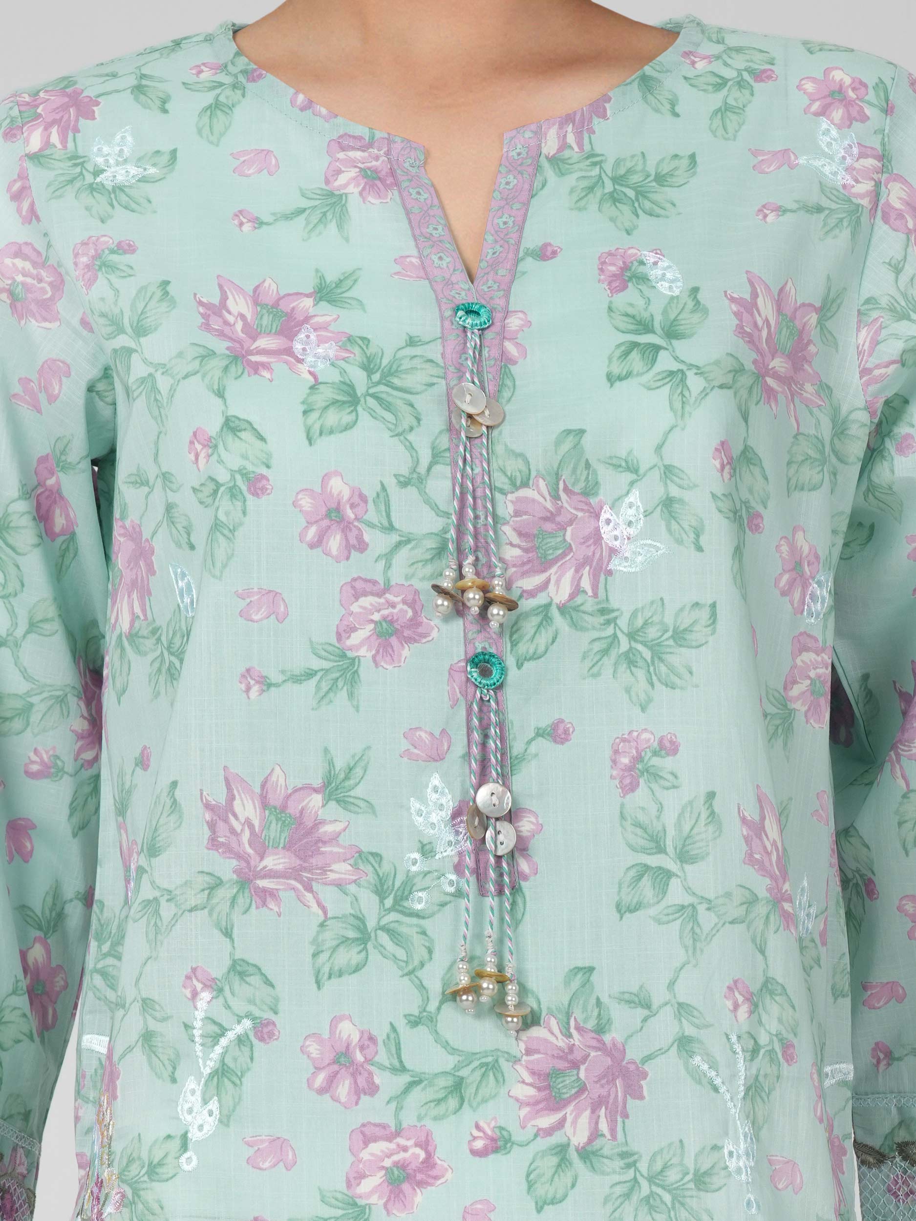 2 Piece Lawn Slub Suit- Embroidered (Pret)