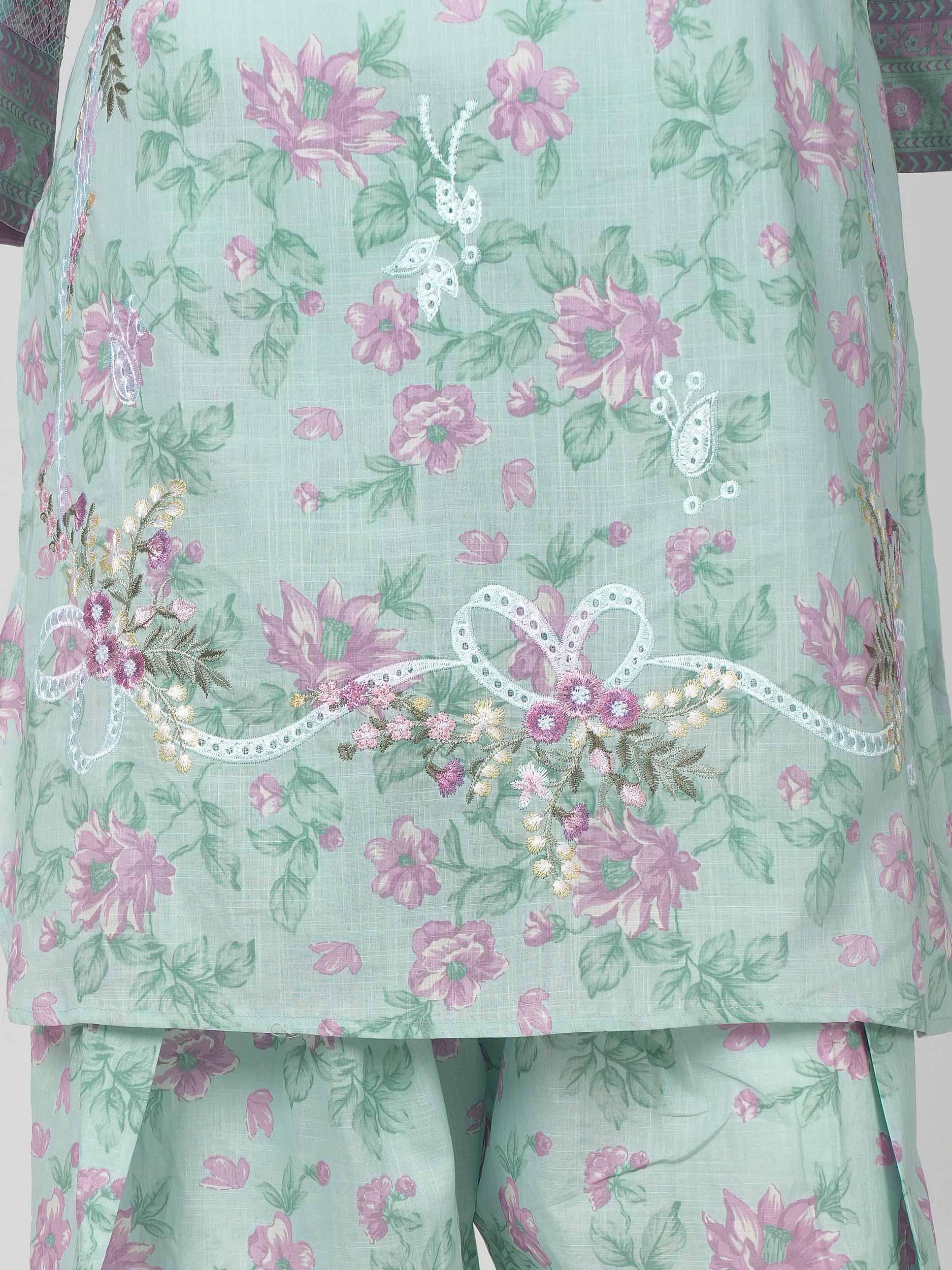 2 Piece Lawn Slub Suit- Embroidered (Pret)