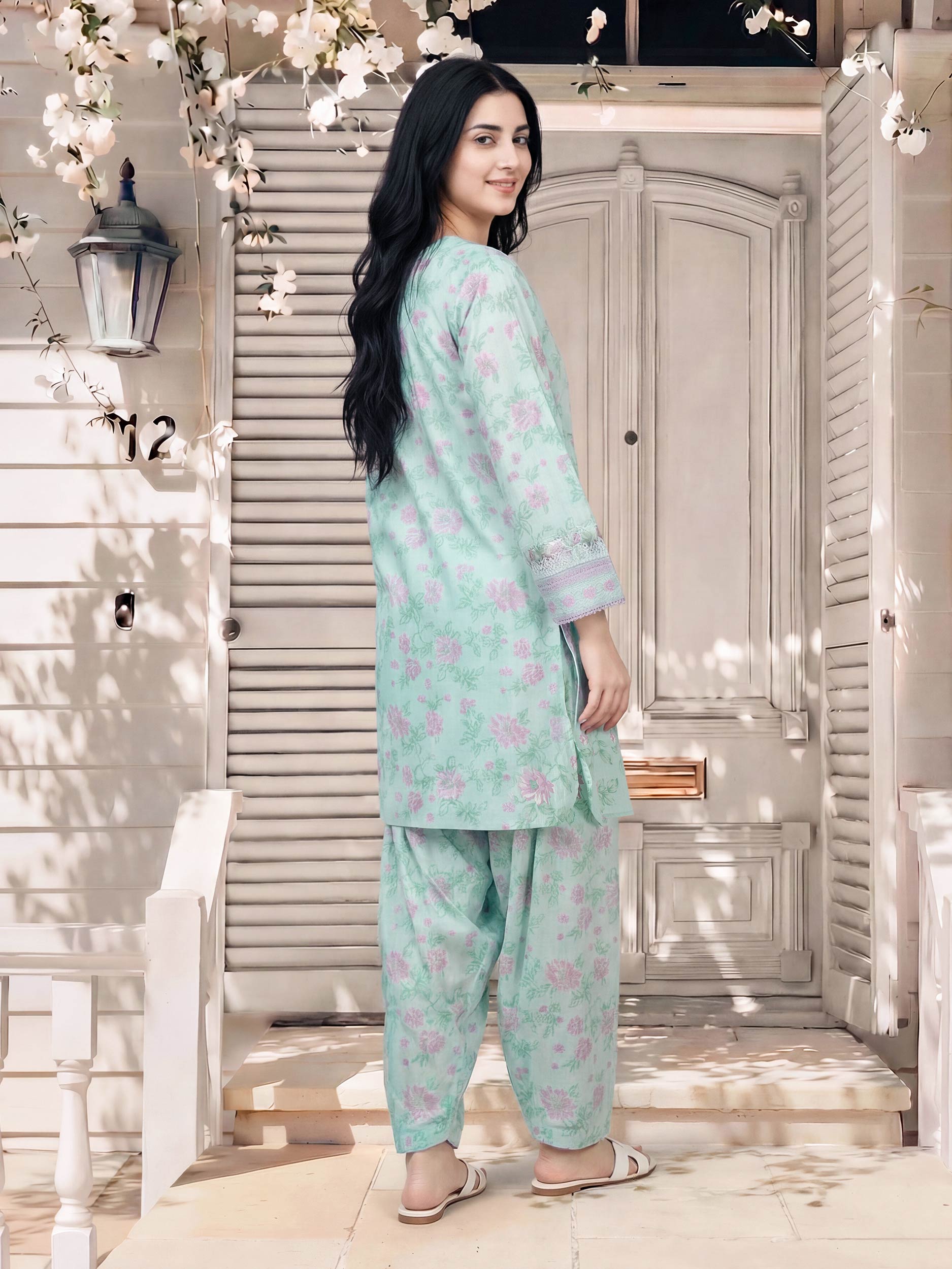 2 Piece Lawn Slub Suit- Embroidered (Pret)