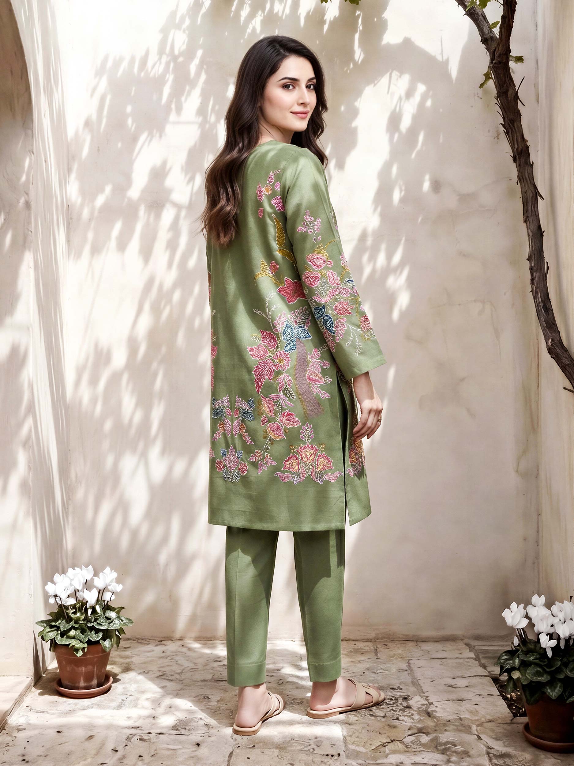 2 Piece Lawn Slub Suit (Pret)