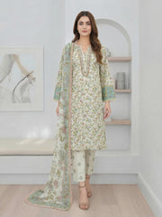 3 Piece Lawn Suit- Embroidered (Pret)
