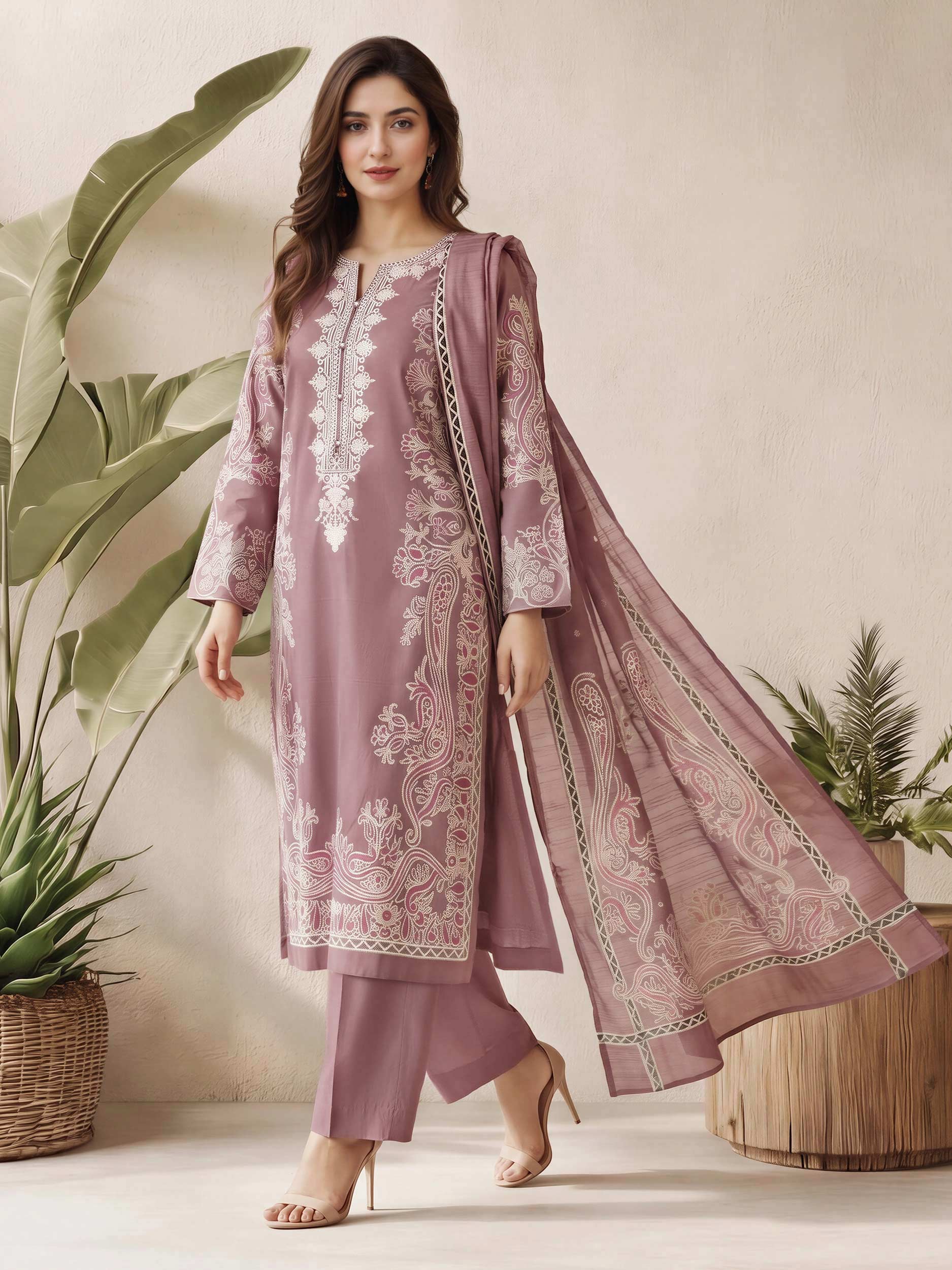 3 Piece Lawn Suit- Embroidered (Pret)