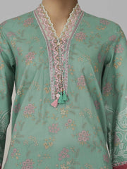 3 Piece Lawn Slub Suit- Embroidered (Pret)