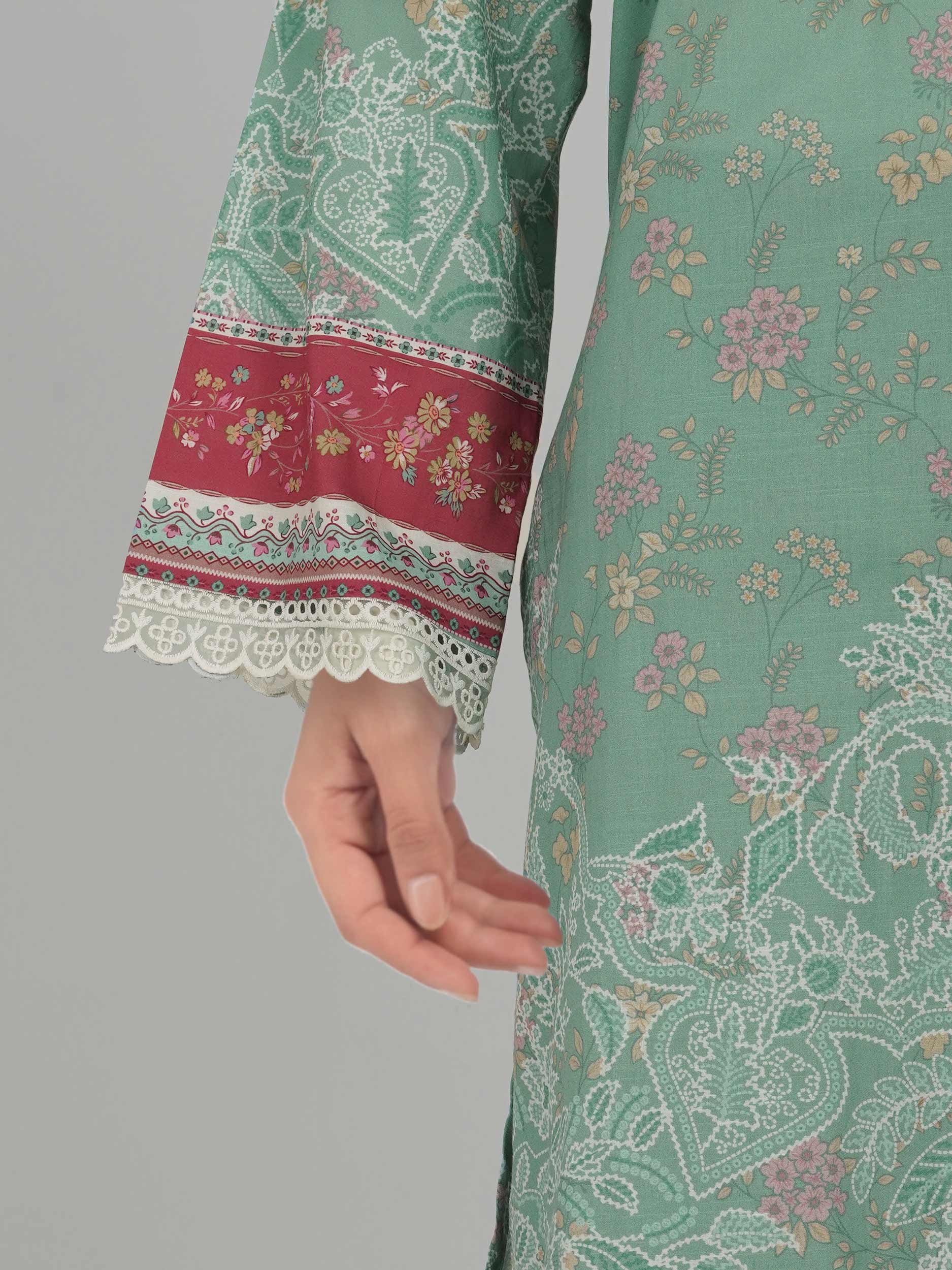 3 Piece Lawn Slub Suit- Embroidered (Pret)