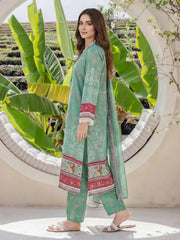 3 Piece Lawn Slub Suit- Embroidered (Pret)