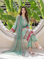 3 Piece Lawn Slub Suit- Embroidered (Pret)