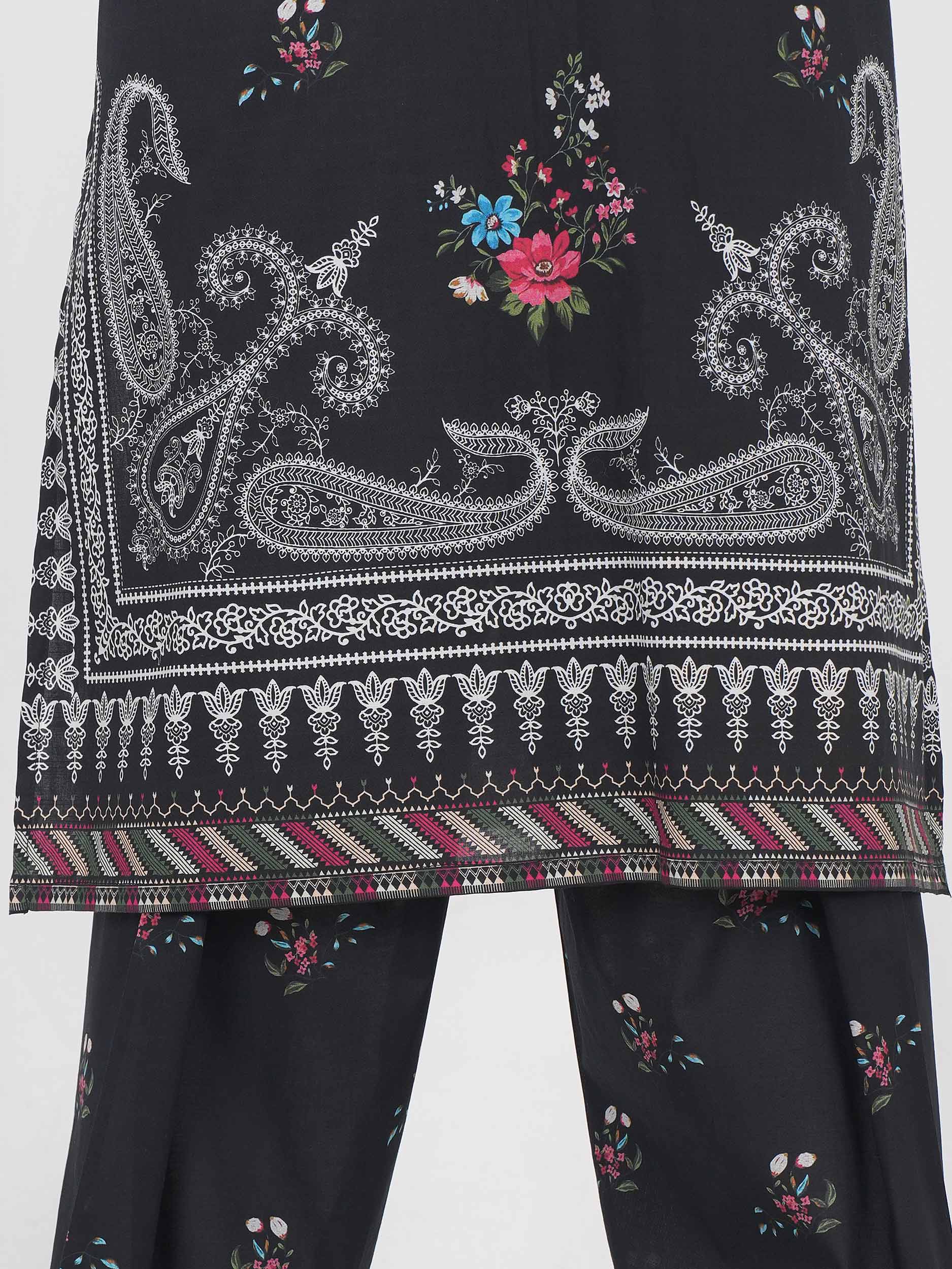2 Piece Lawn Slub Suit- Embroidered (Pret)