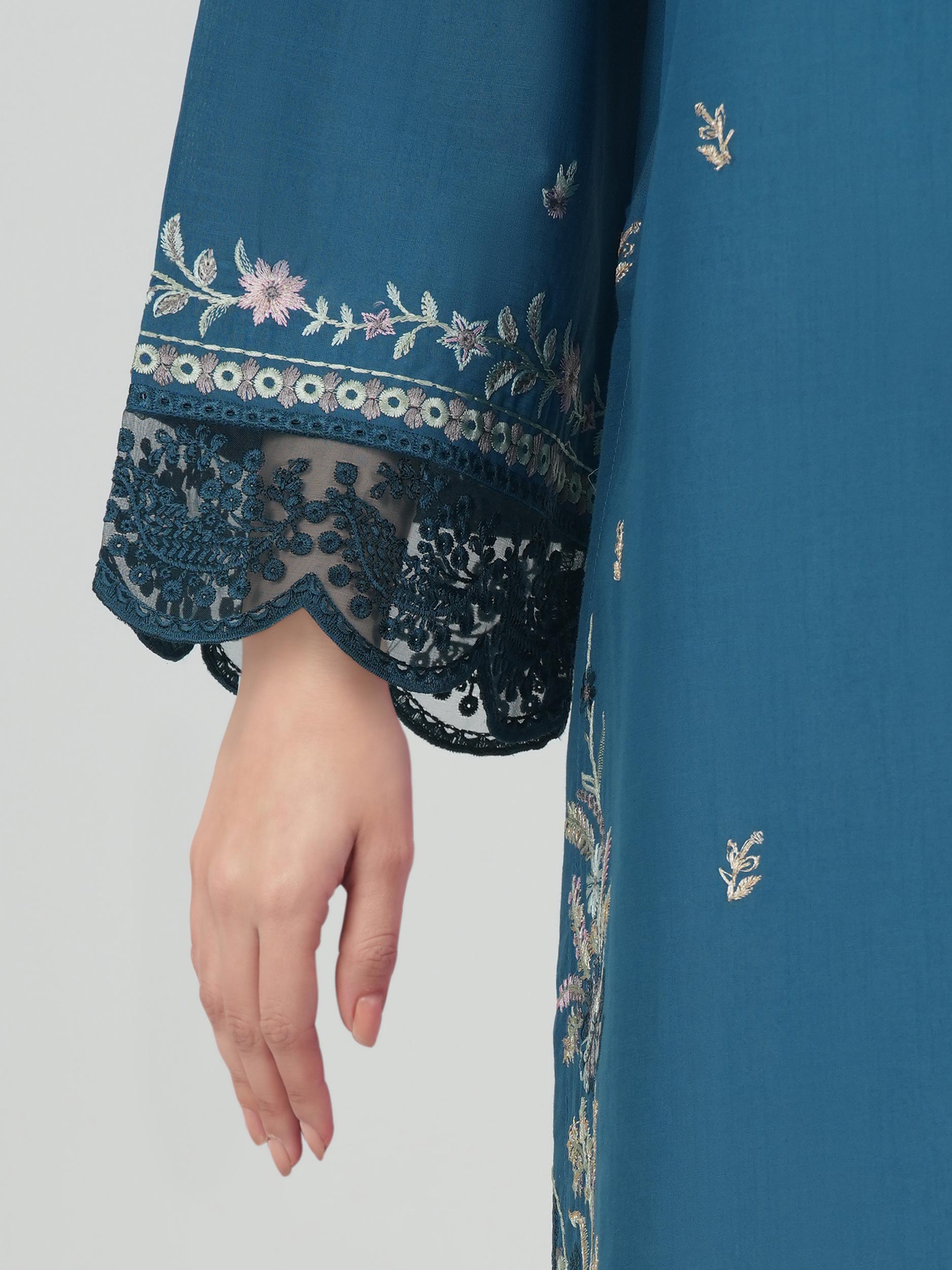 2 Piece Lawn Slub Suit- Embroidered (Pret)