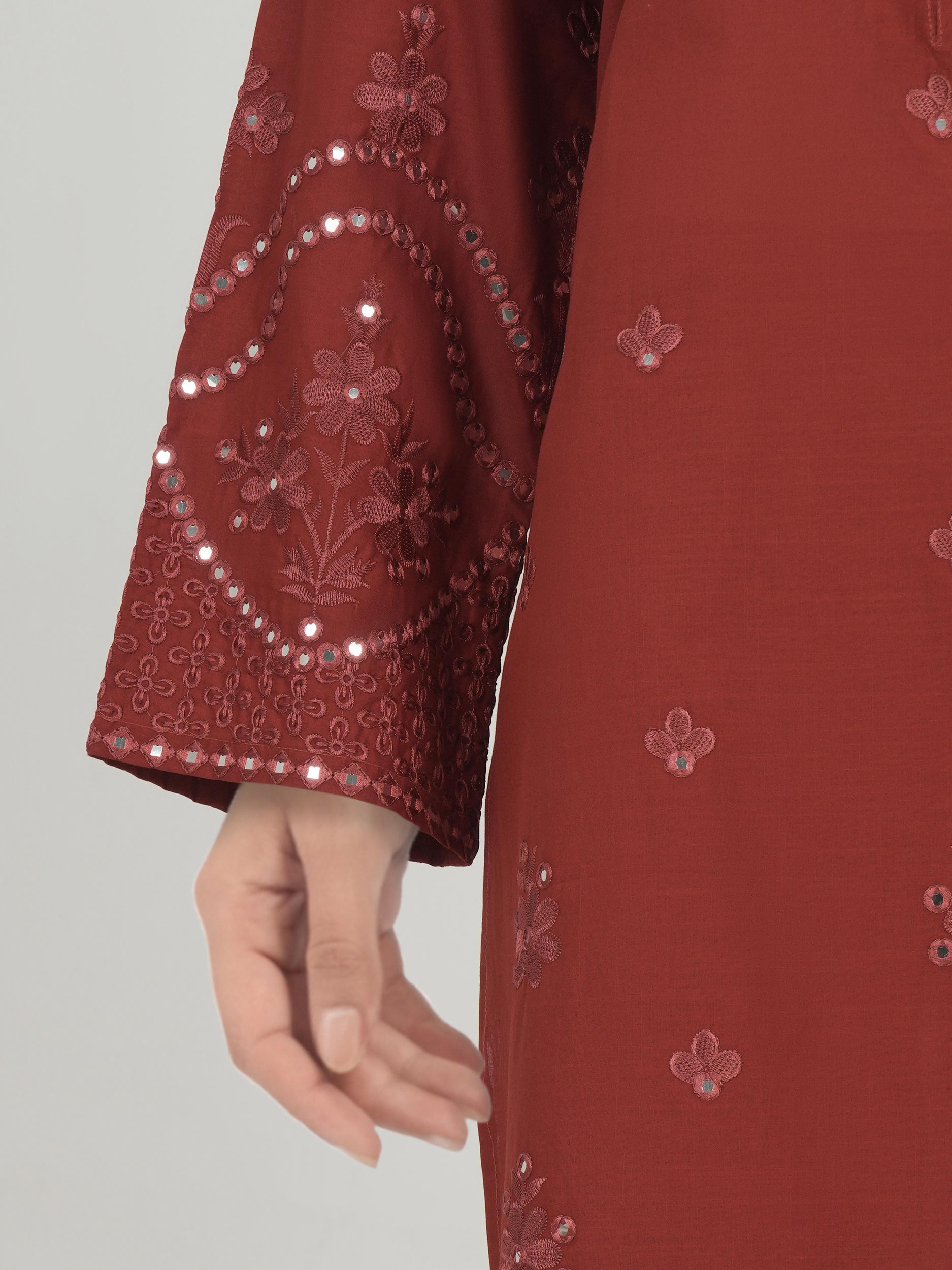 2 Piece Lawn Slub Suit- Embroidered (Pret)