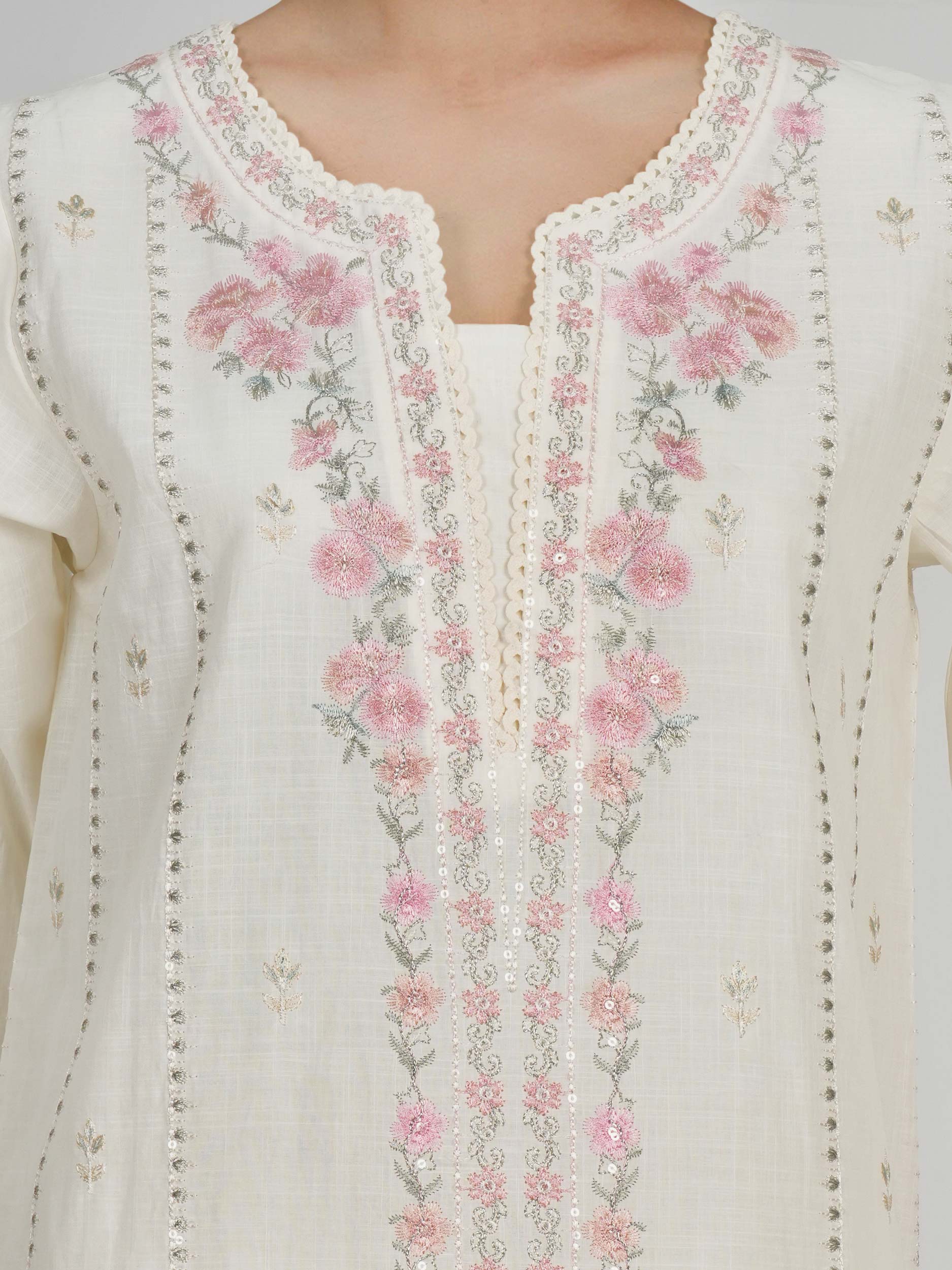 2 Piece Lawn Slub Suit- Embroidered (Pret)
