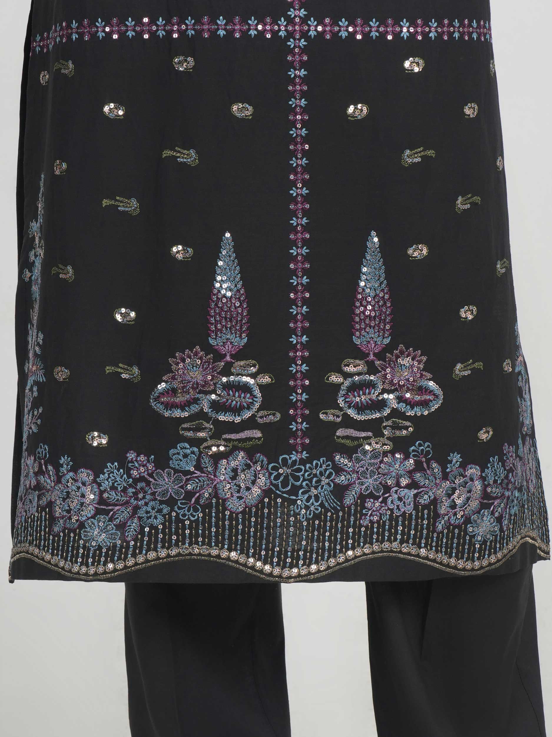 3 Piece Lawn Slub Suit- Embroidered (Pret)