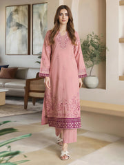 2 Piece Satin Suit- Embroidered (Pret)