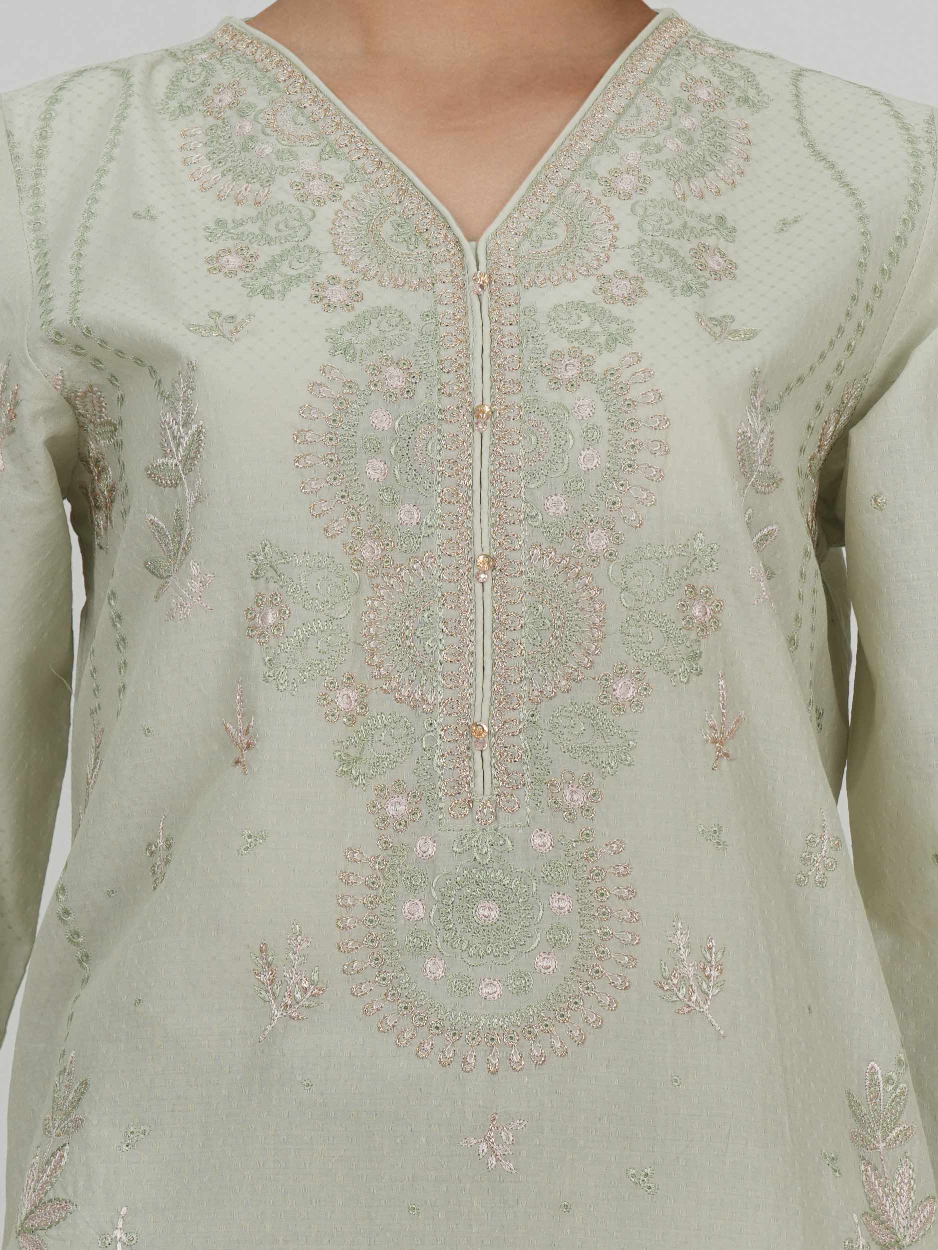 3 Piece Dobby Suit- Embroidered (Pret)