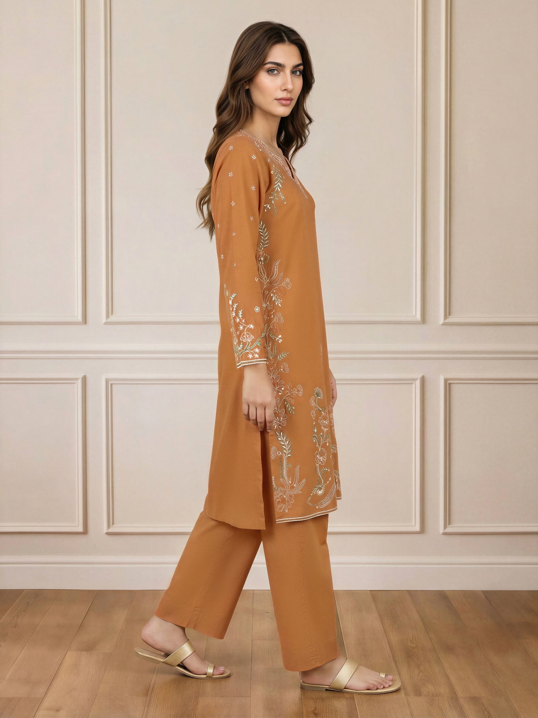 2 Piece Lawn Texture Suit- Embroidered (Pret)