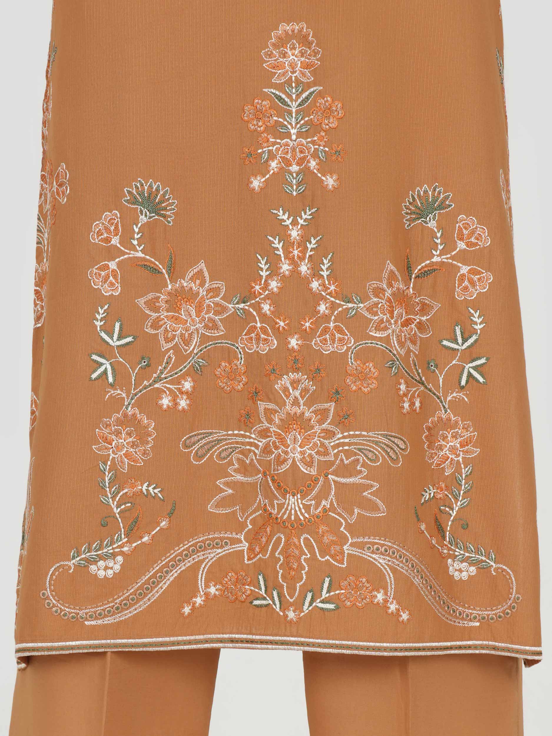 2 Piece Lawn Texture Suit- Embroidered (Pret)