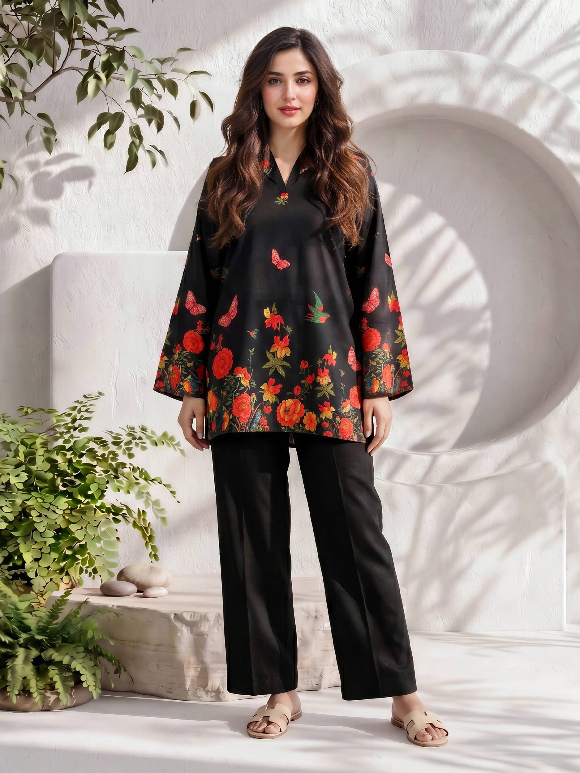 Lawn Slub Kurti (Pret)