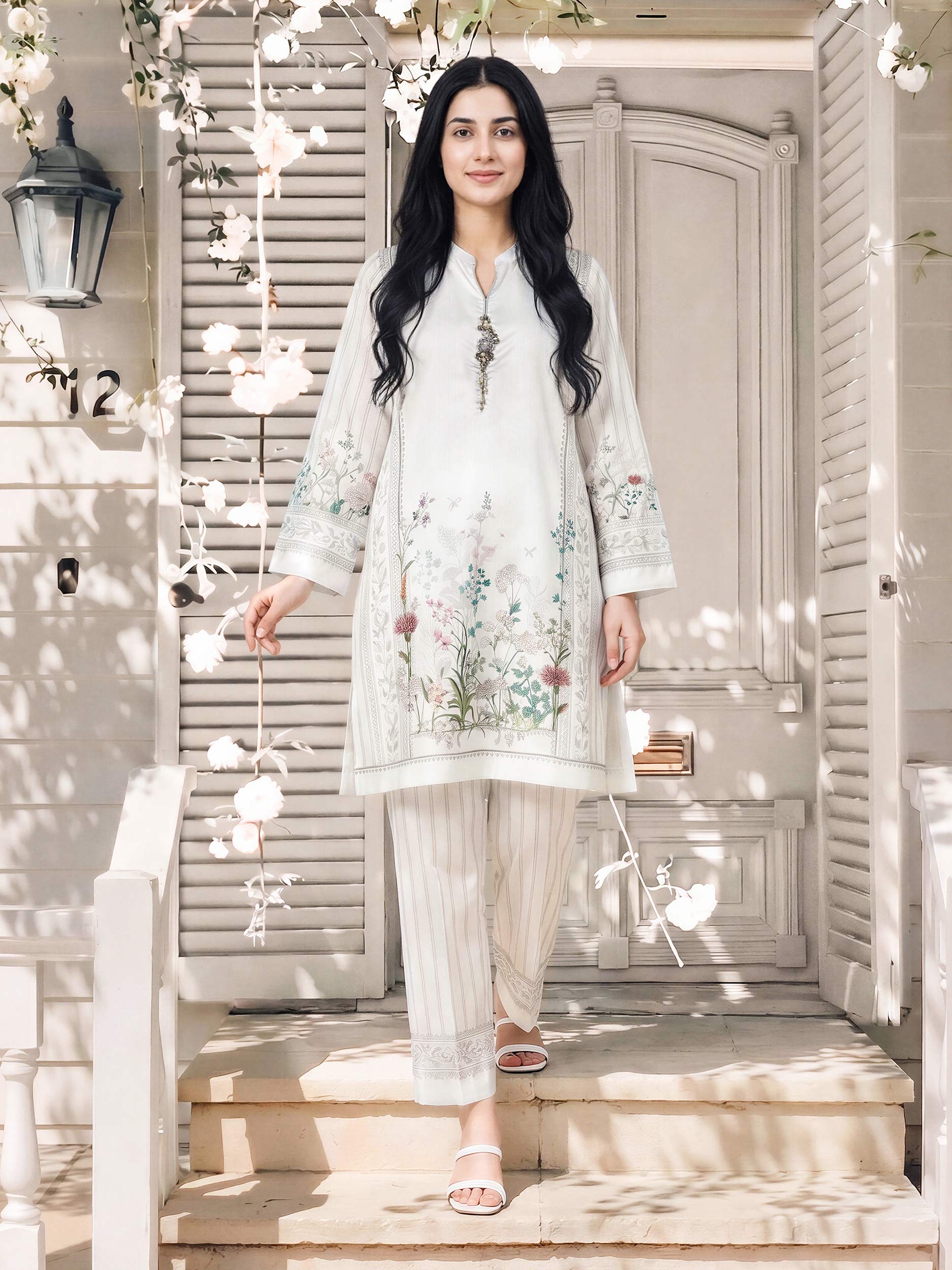 2 Piece Silk Suit- Embellished (Pret)