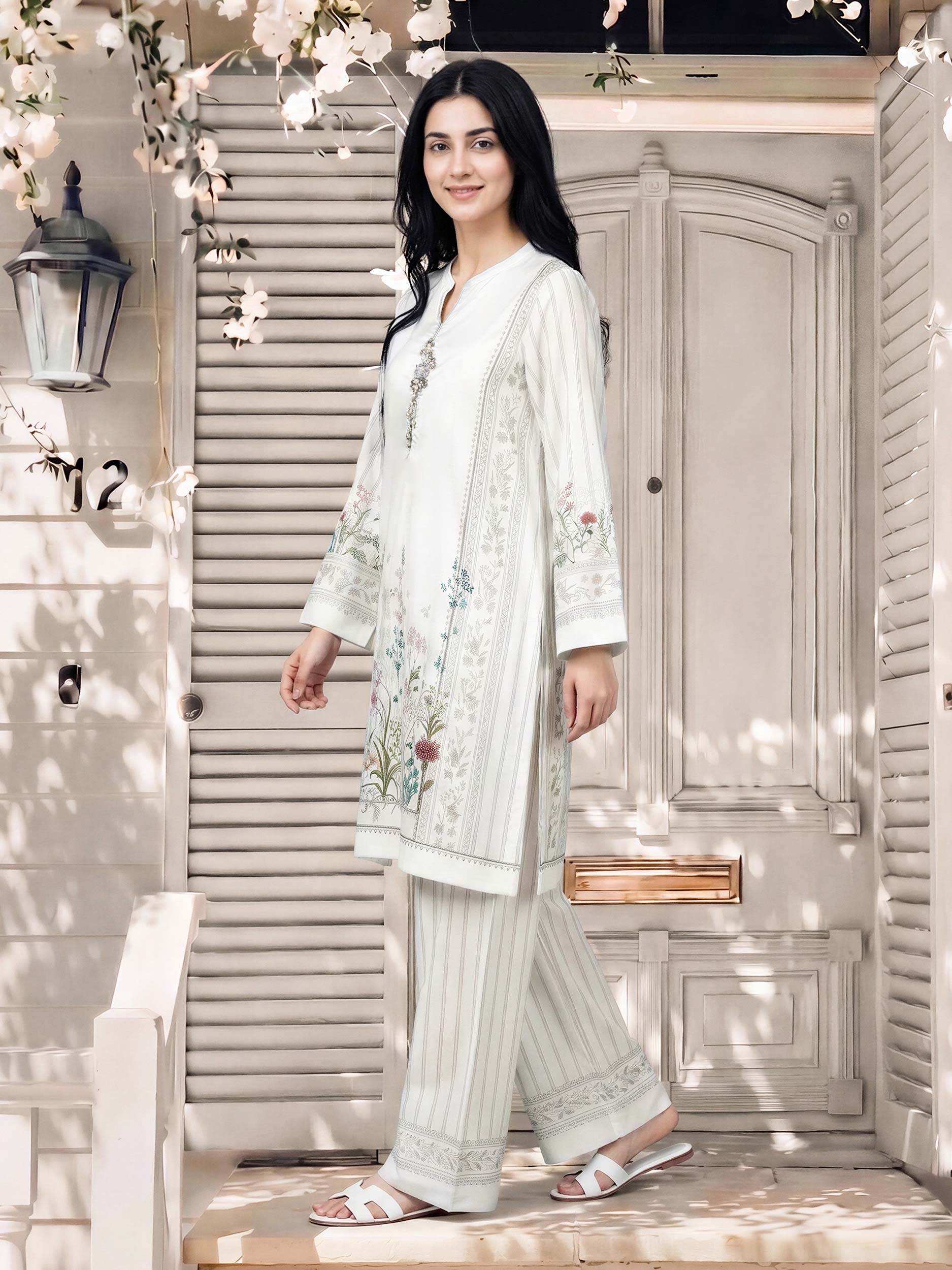 2 Piece Silk Suit- Embellished (Pret)