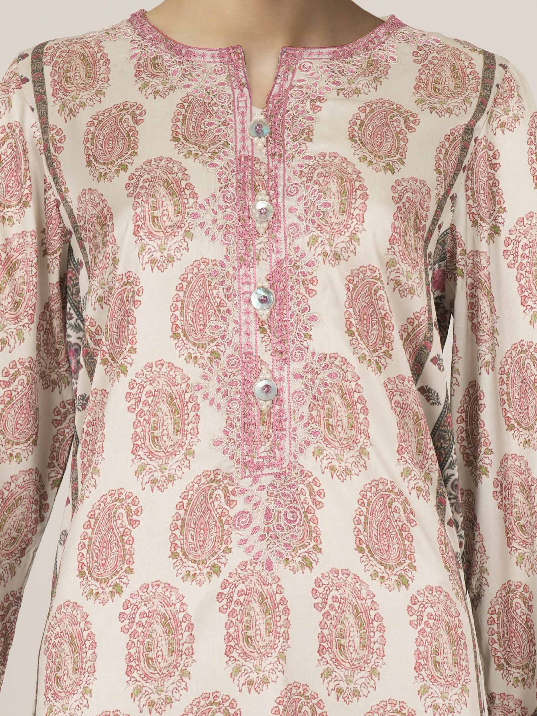 3 Piece Silk Suit- Embroidered (Pret)