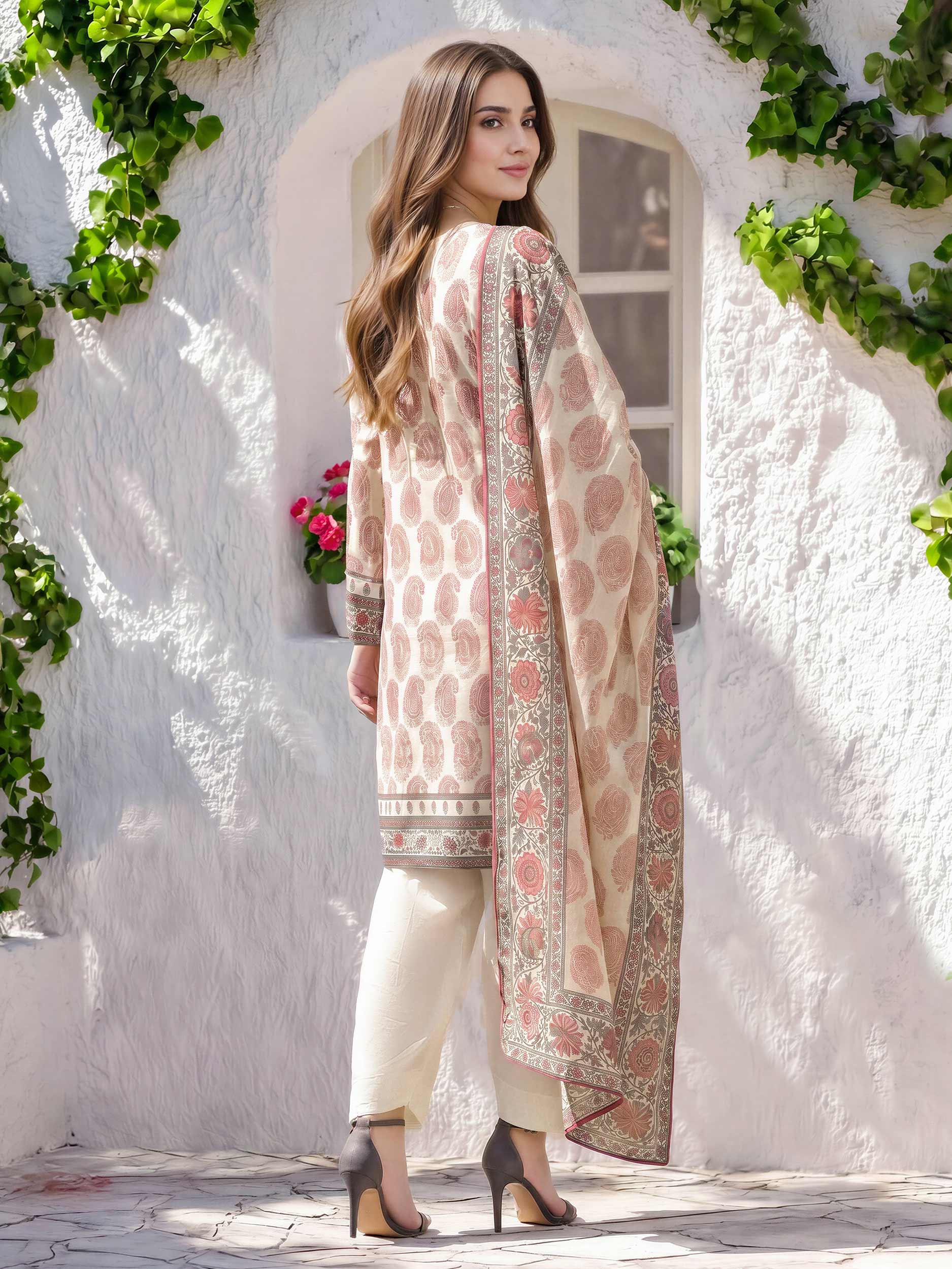 3 Piece Silk Suit- Embroidered (Pret)