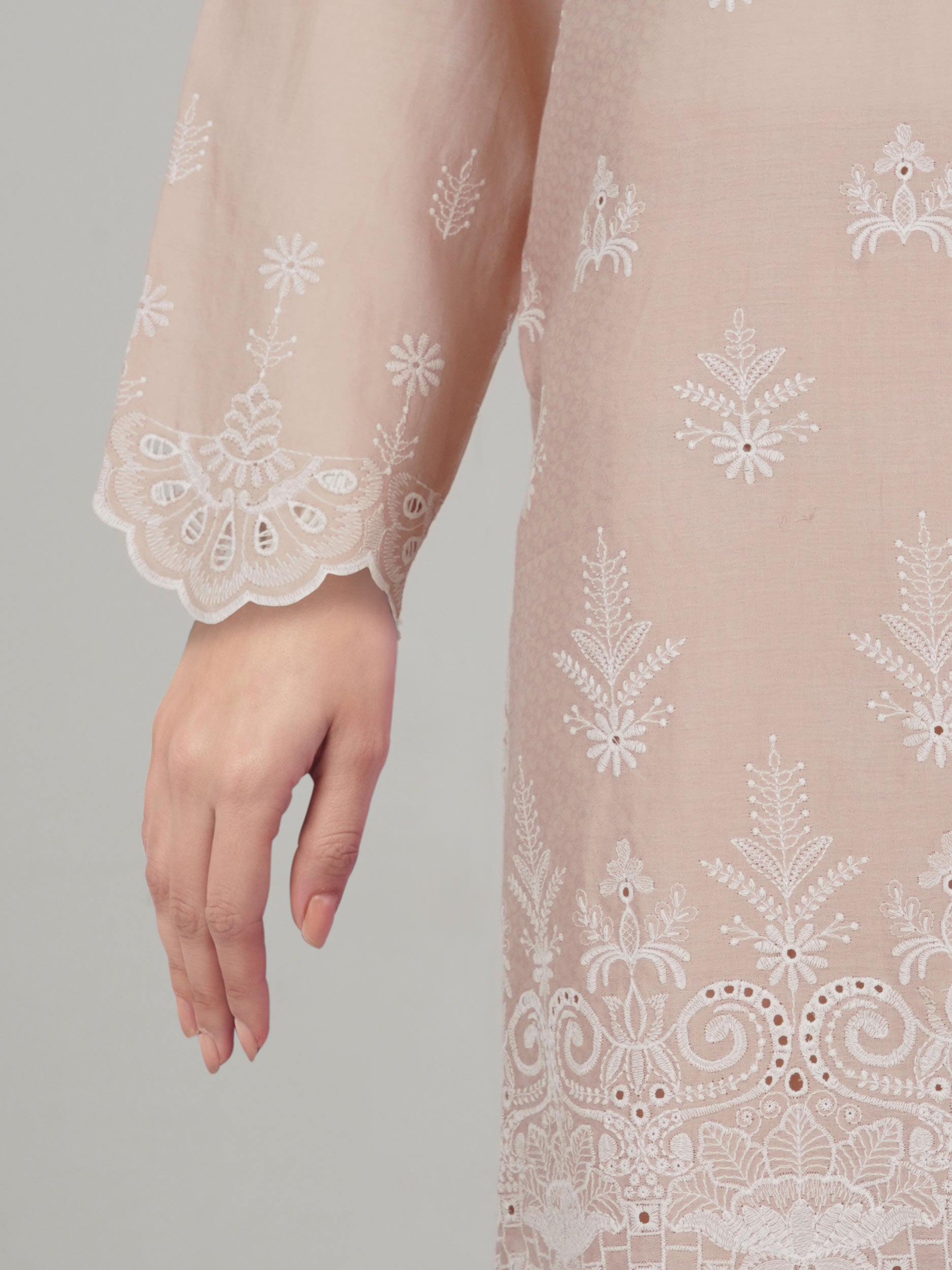2 Piece Self Jacquard Suit- Embroidered (Pret)