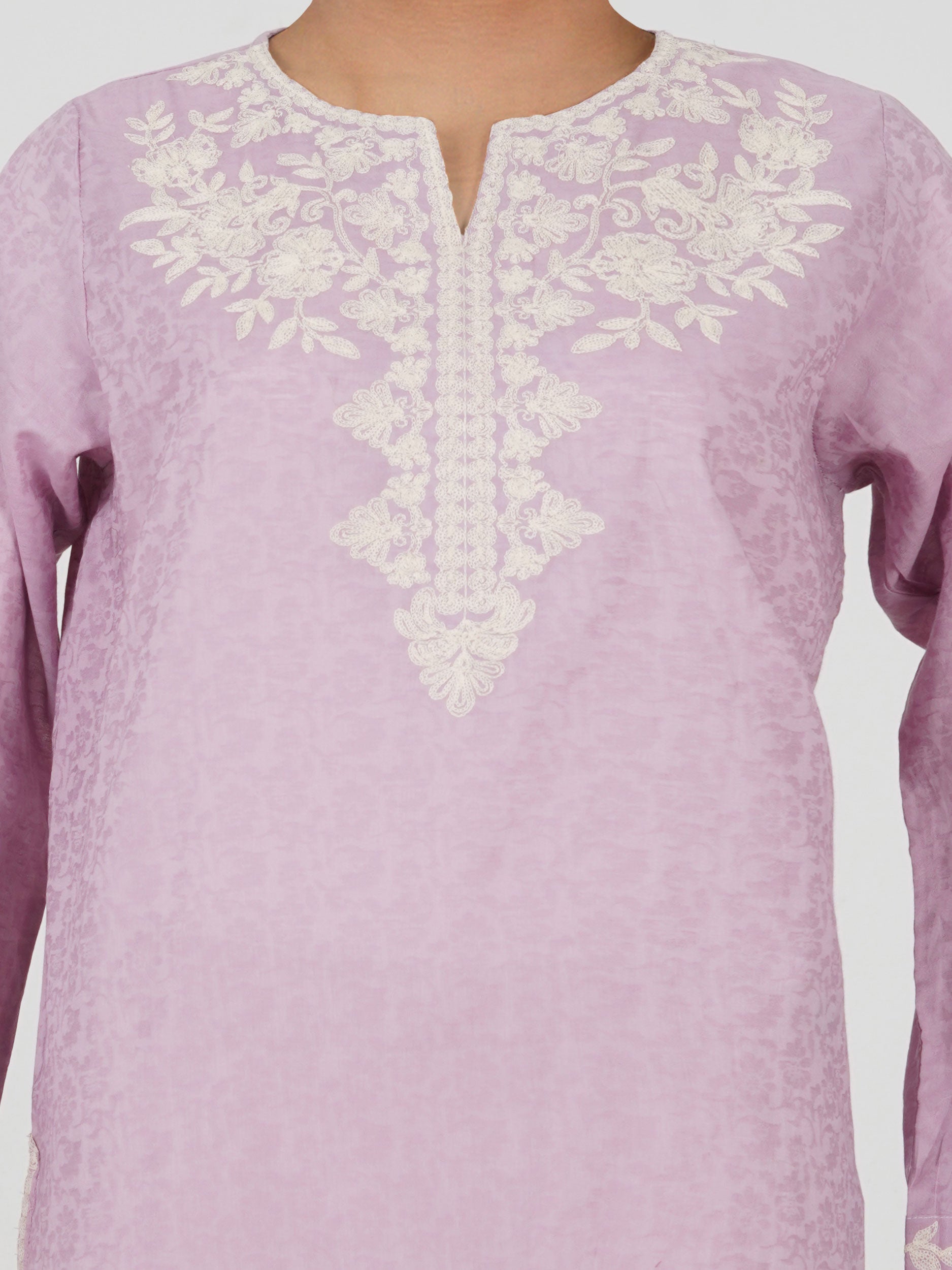 Self Jacquard Kurti- Embroidered (Pret)