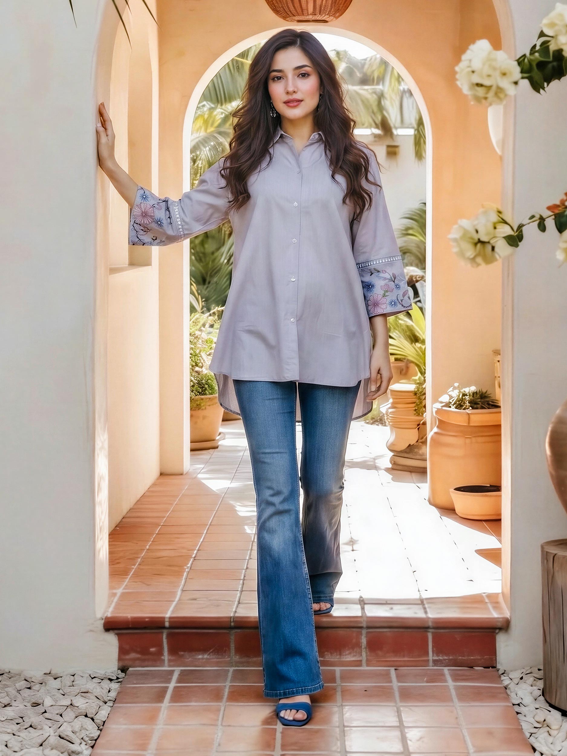 Yarn Dyed Kurti- Embroidered (Pret)