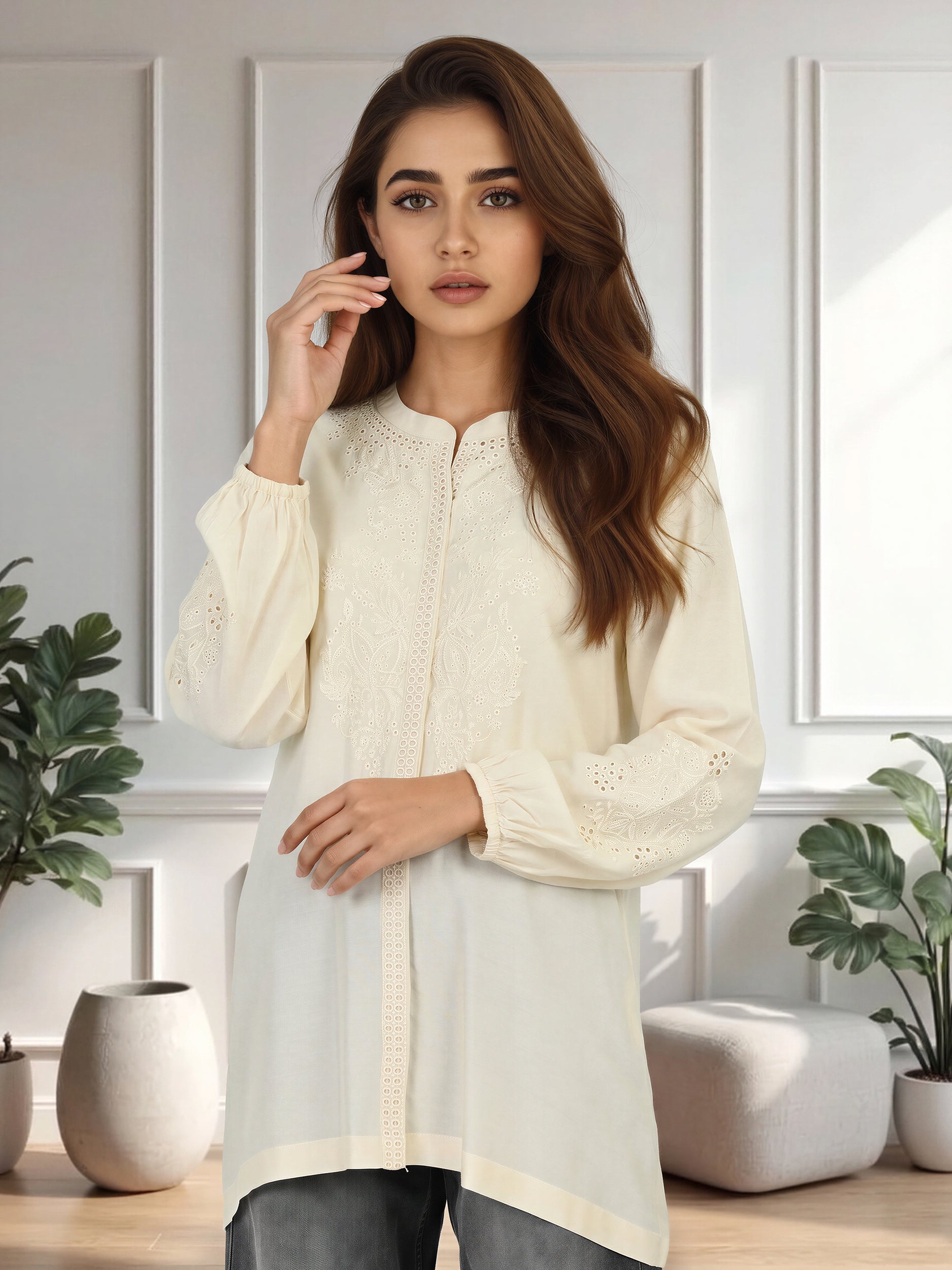 Viscose Kurti- Embroidered (Pret)