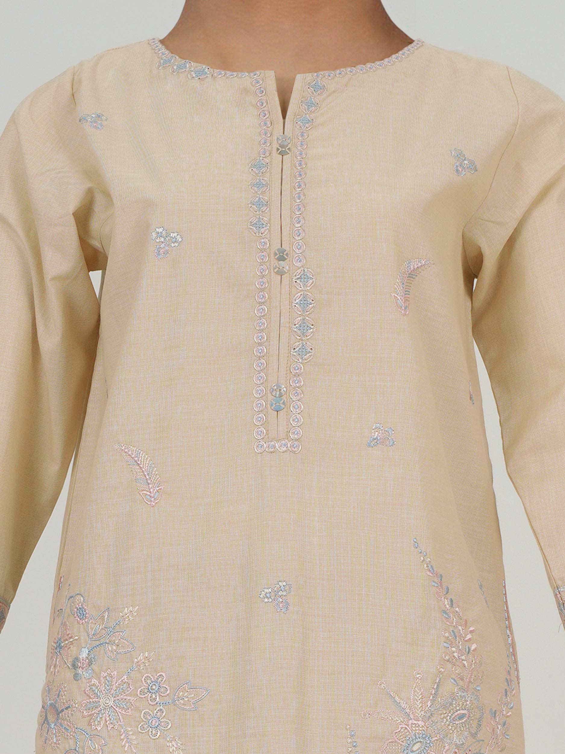 Yarn Dyed Kurti- Embroidered (Pret)