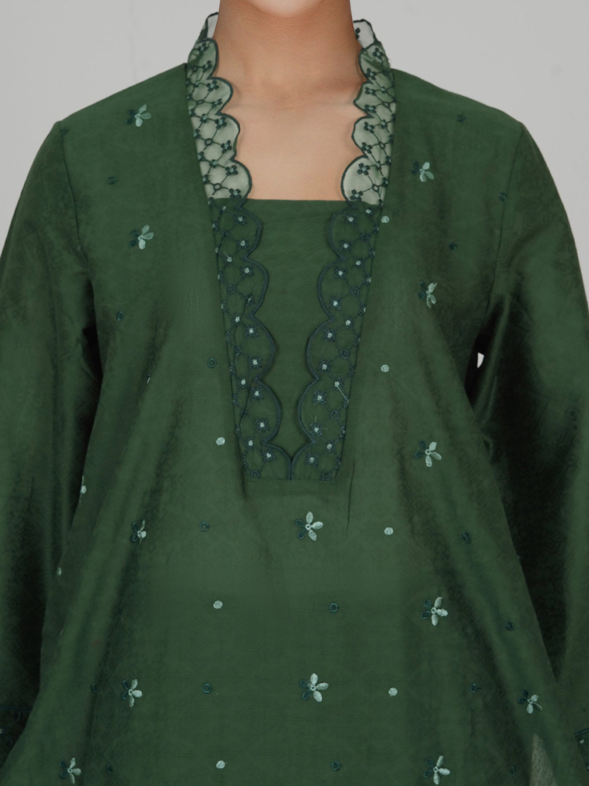 2 Piece Self Jacquard Suit- Embroidered (Pret)