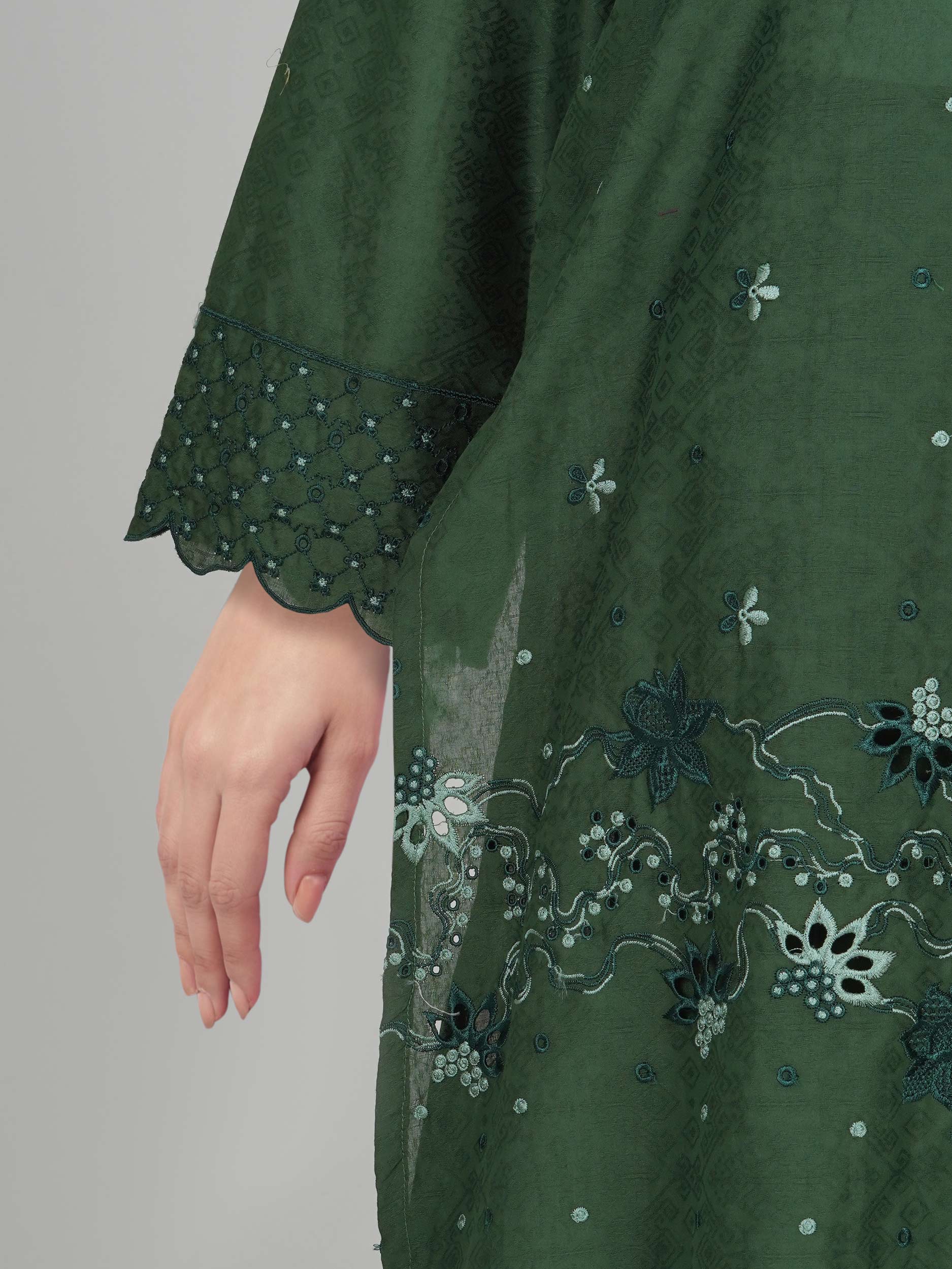 2 Piece Self Jacquard Suit- Embroidered (Pret)